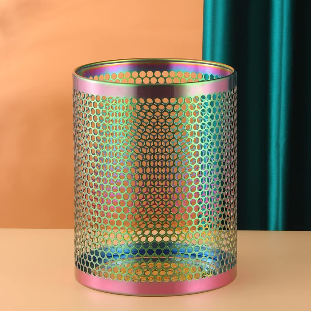 3.5 Gallon 12L Rainbow Mesh Stainless Steel Wastebasket Trash Can 11×10 In