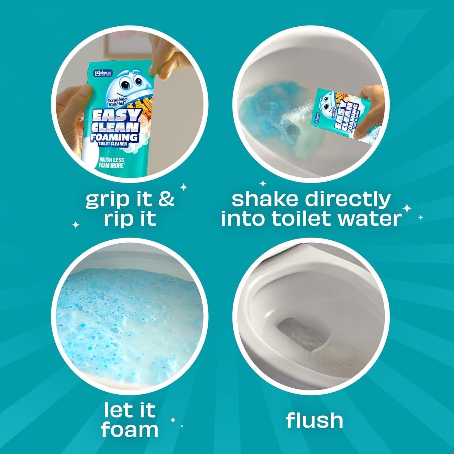 Scrubbing Bubbles Easy Clean Foaming Toilet Bowl Cleaner, Easy Drop In Powder Po