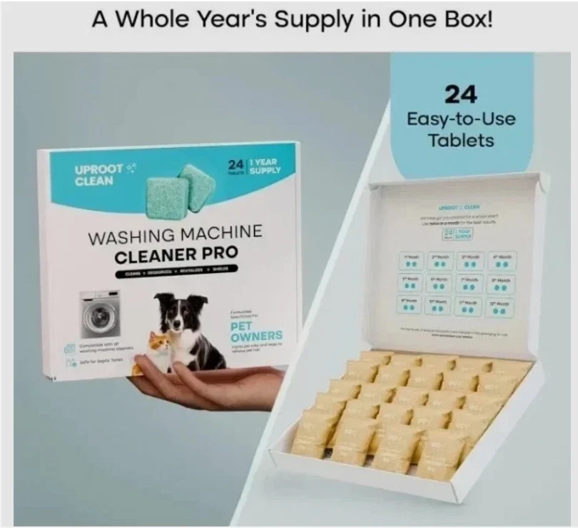 Uproot Clean Washing Machine Cleaner Tablets – 24 Pack for a 12 Month Supply. Fo