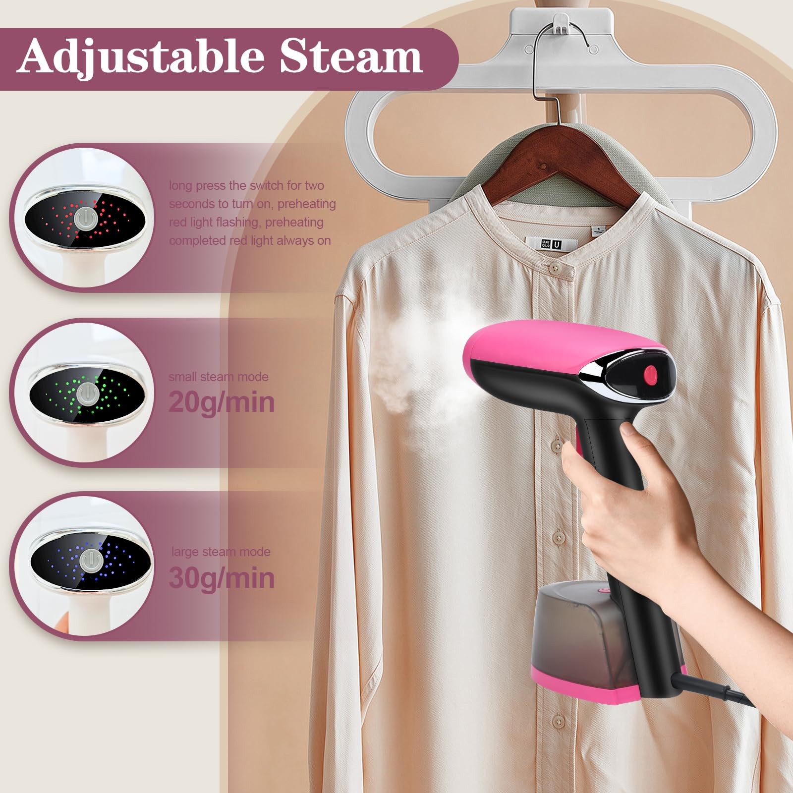 Steamer for Clothes Handheld Clothes Steamer 1300W Portable Garment Steamer A…