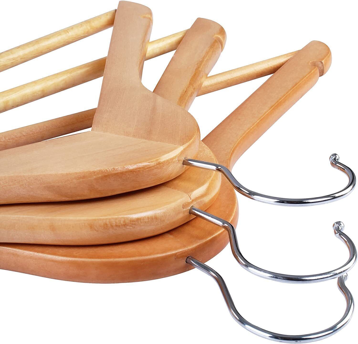 Wooden Hangers Pack of 10 20 & 50 & 100 Suit Hangers Premium Natural Finish Home