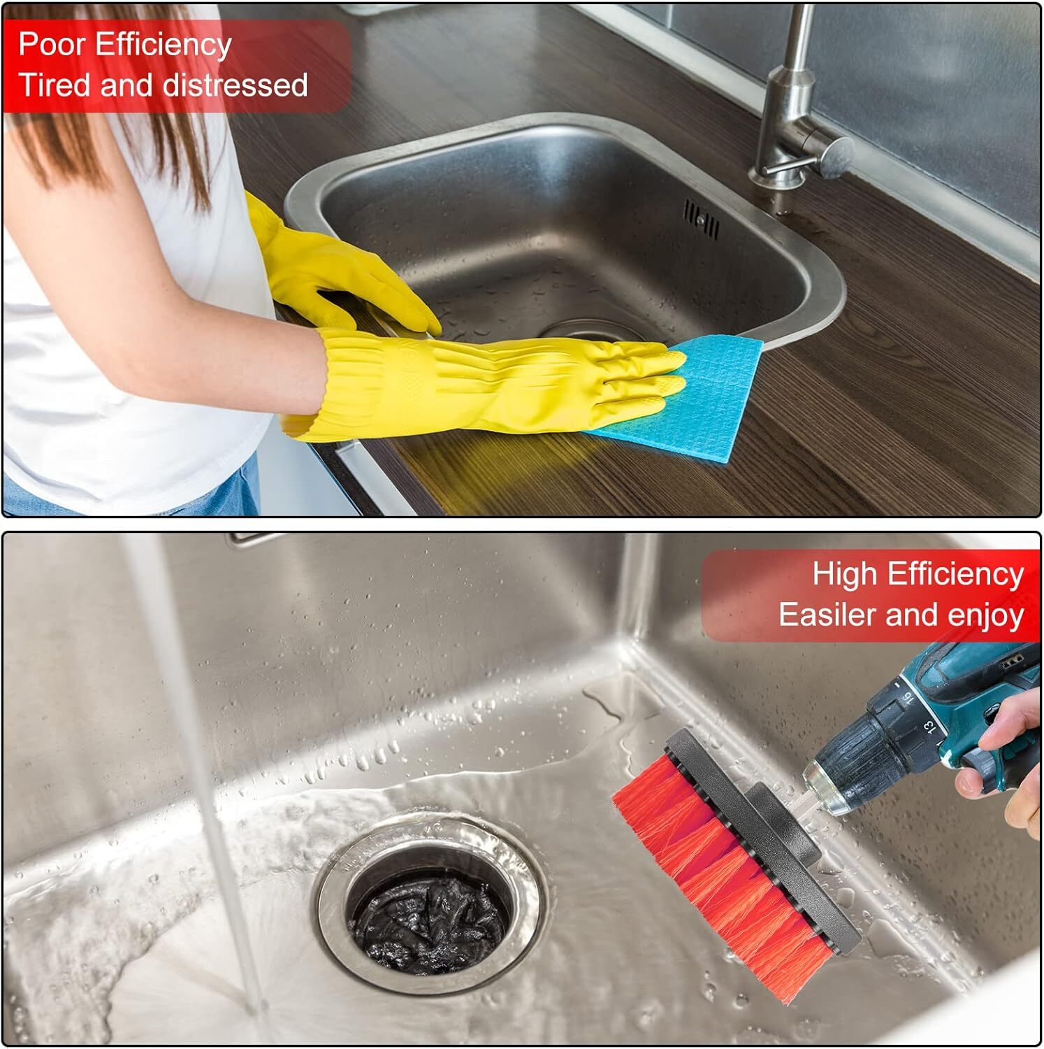 6 Pcs Drill Brush Attachment Power Scrubber Cleaning Kit Multi Purpose Drill