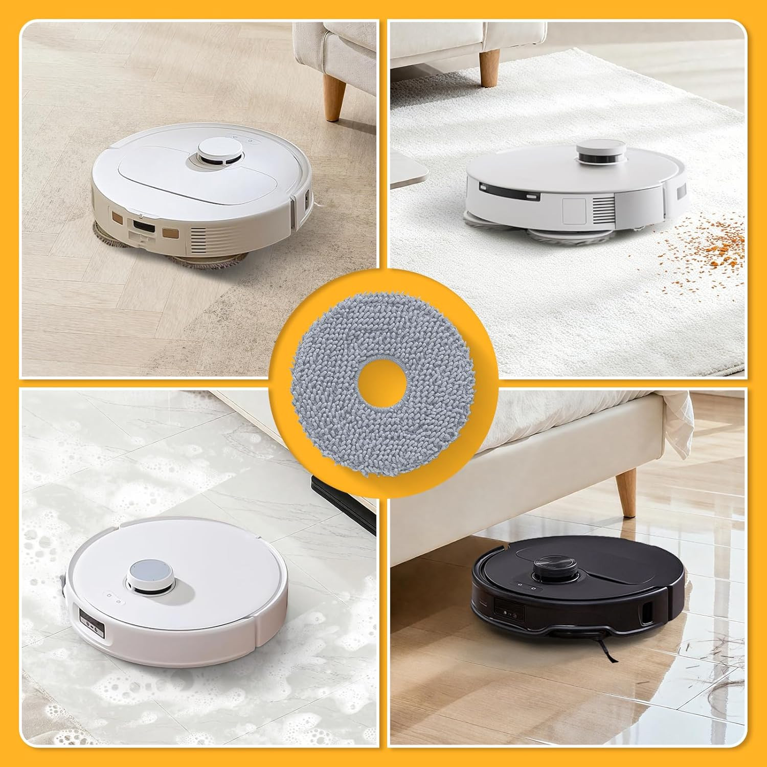 8 Pack Mop Pads for Roborock QV 35A Saros 10R Q Revo Qrevo Pro