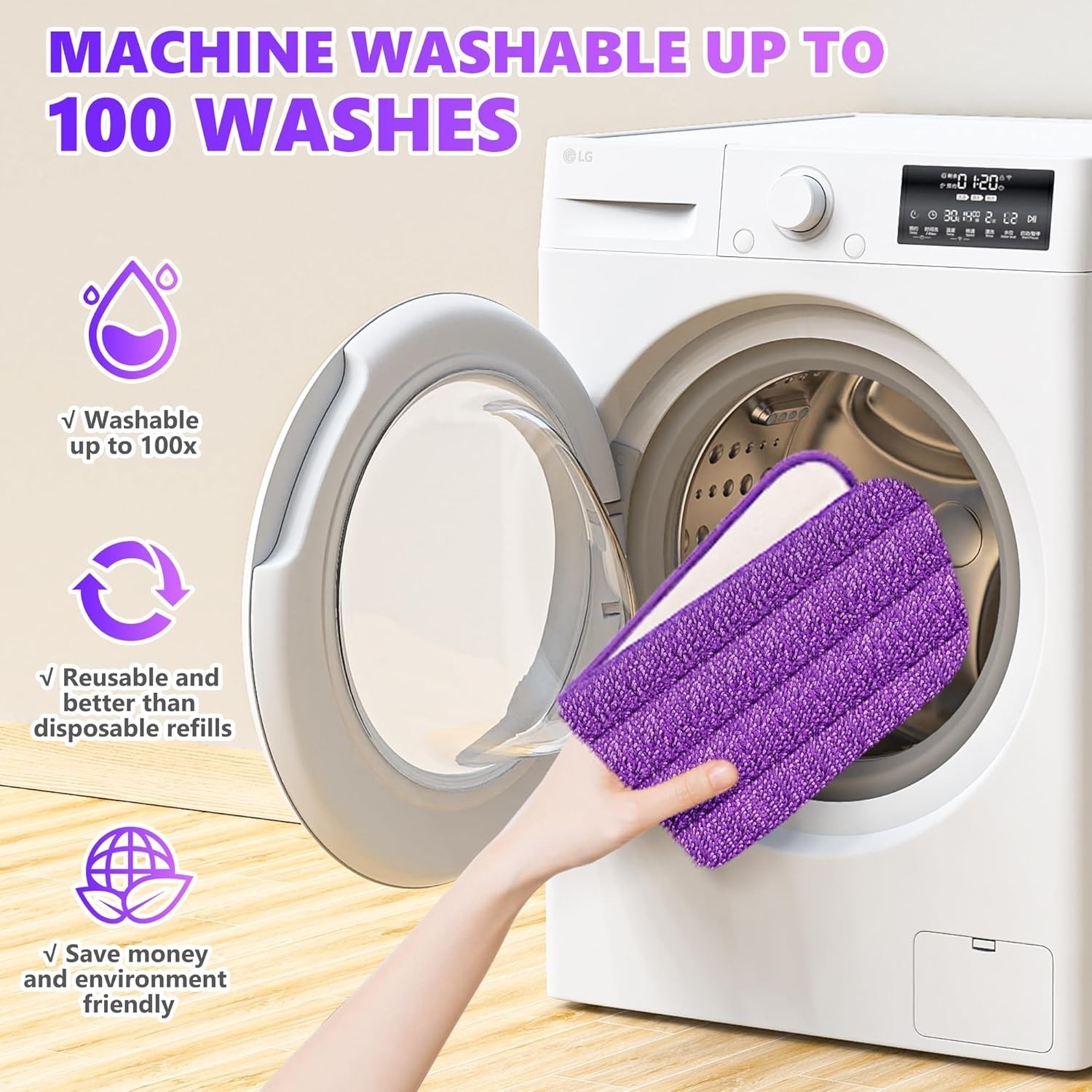 6 Pack Reusable Mop Pads for Swiffer Powermop, Power Mop Pads 13”-15′ Microf…