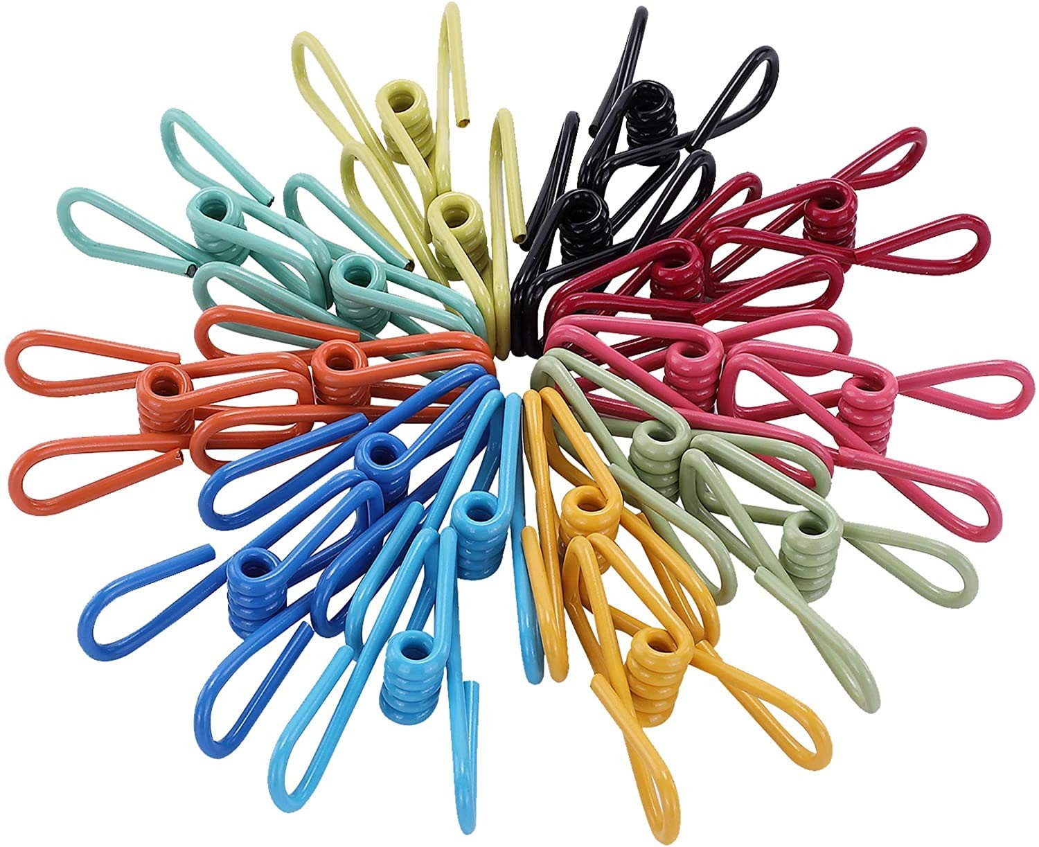Multi-Purpose Clothesline Utility Clips, Assorted Colors PVC Coated [Mixed]