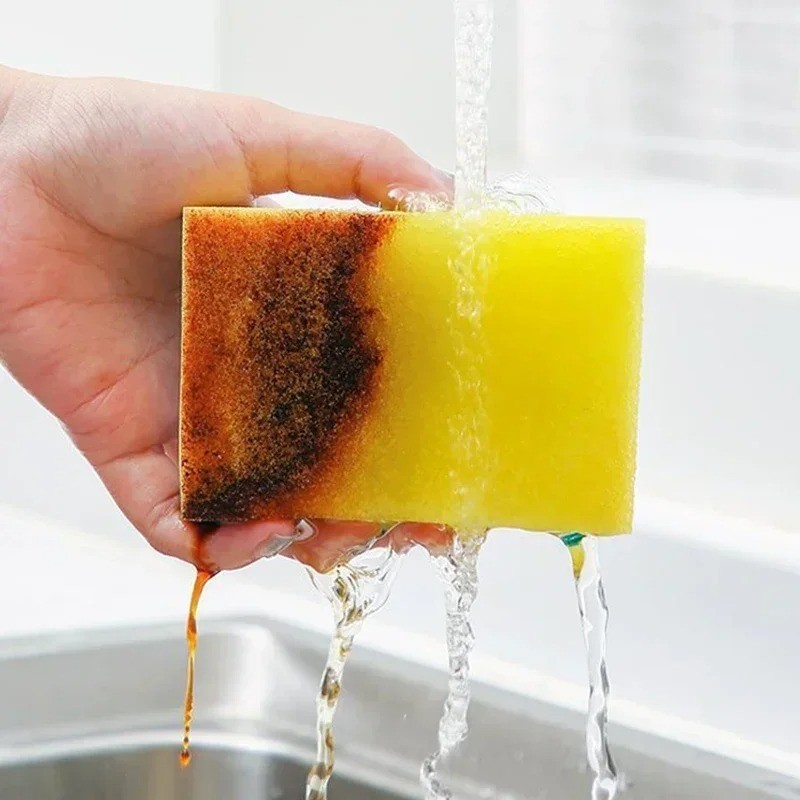 50 pcs Highly absorbent double-sided sponge magic cleaning pot rust sponge