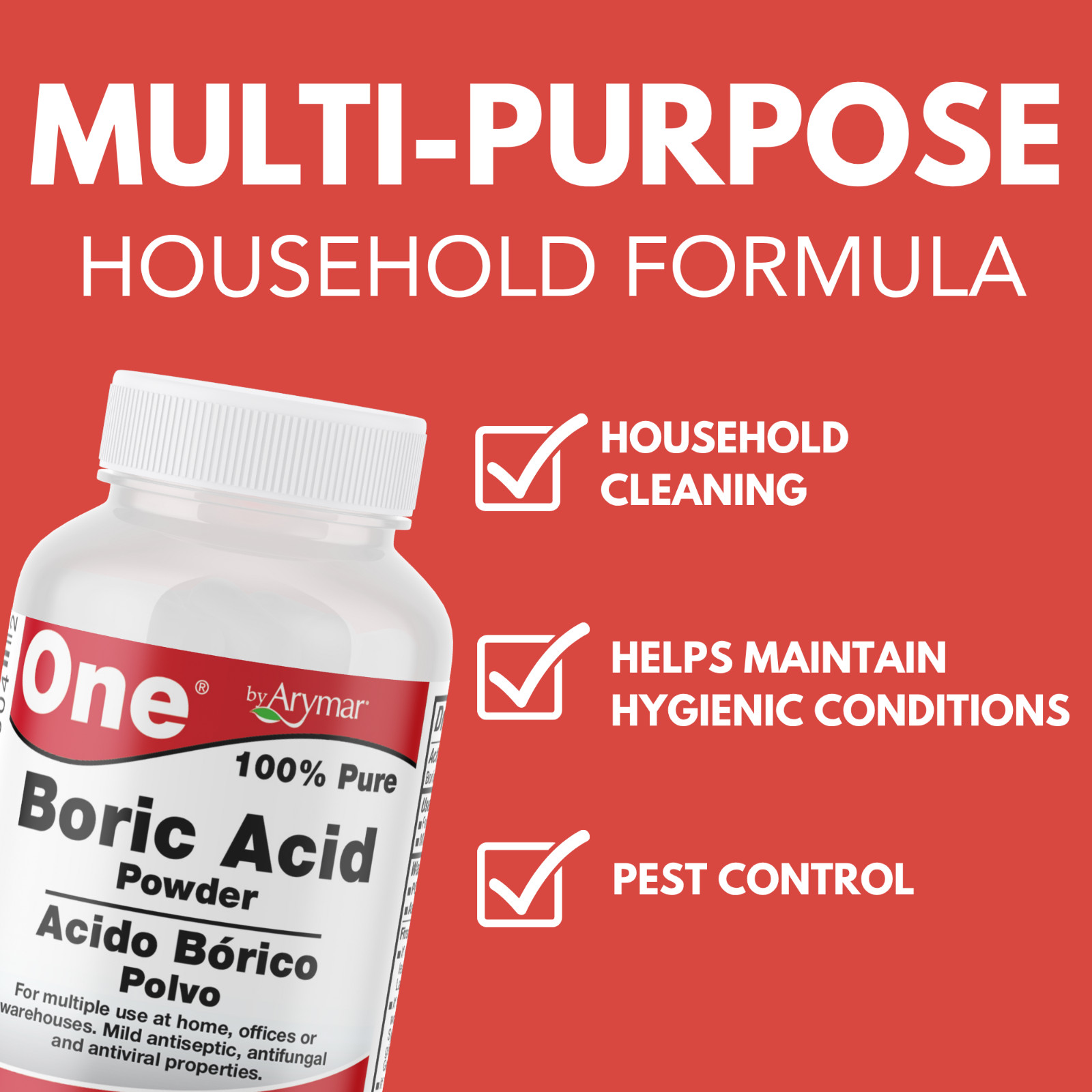 Arymar 100% Pure Boric Powder Granulated, Multi-Purpose Cleaner 4 fl oz (2-Pack)