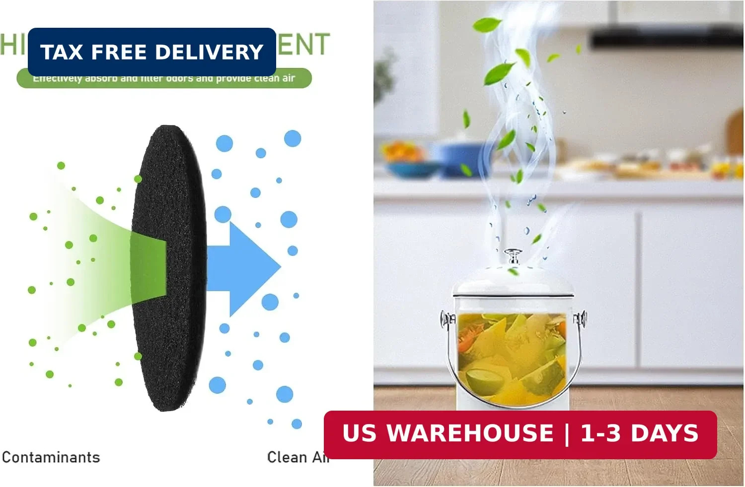 Charcoal Filters for Kitchen Compost Bin, 10 Pack Compost Filters for Countertop