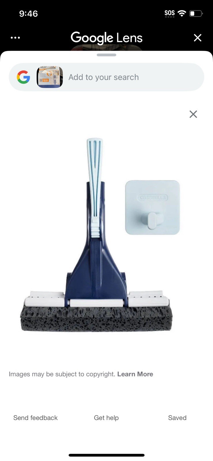 Casabella Easy-Pull Roller Mop, Absorbent Sponge Head, Wringing, Hang Hook