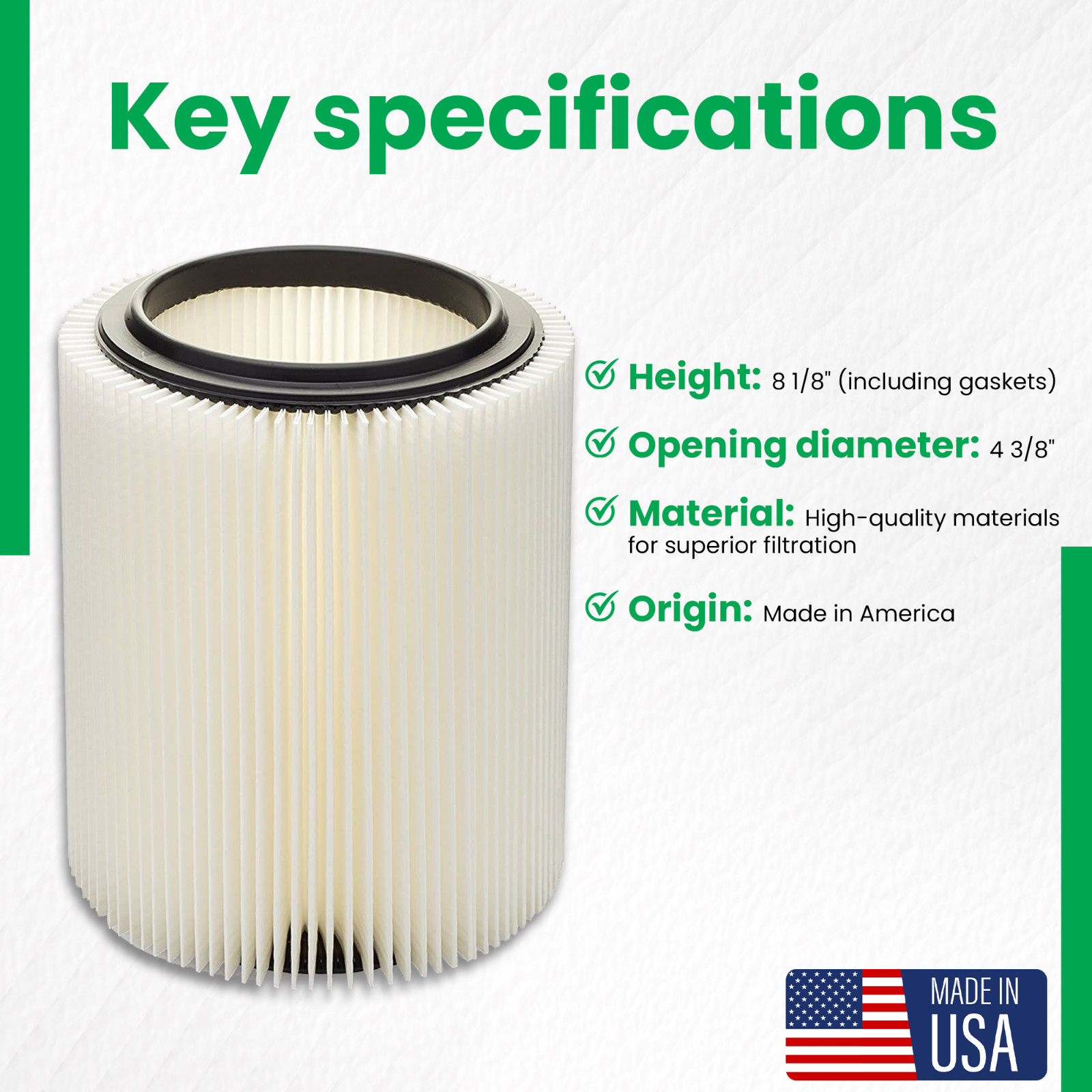 Craftsman & Ridgid Replacement Filter By Kopach, Part # 17816