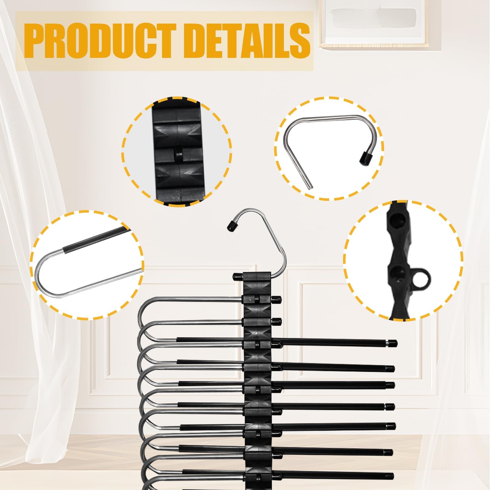 2Pack 9 Layers Foldable Pants Hangers Space Saving Trouser Hanger Multifuncti…