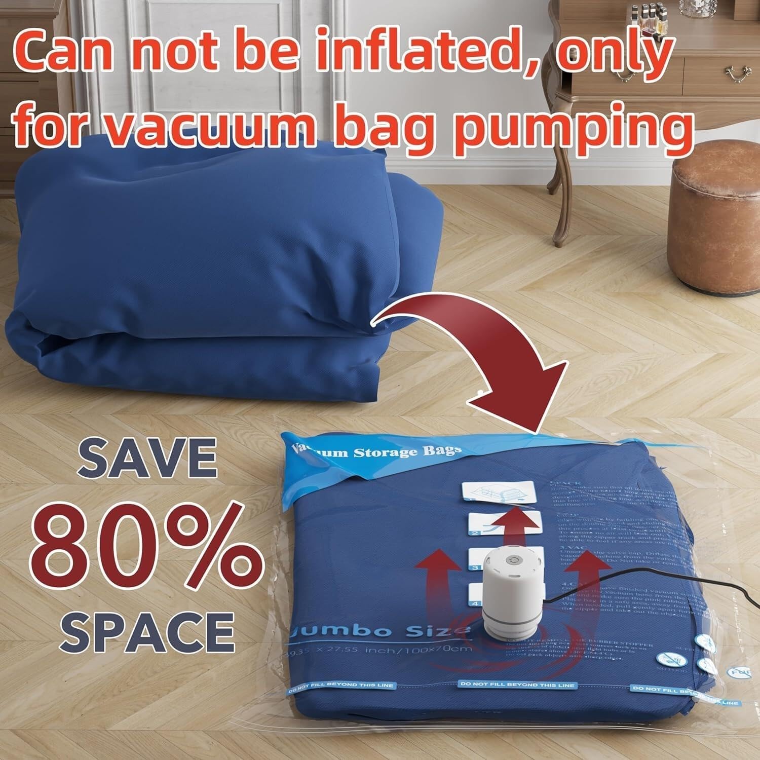Vacuum Seal Storage Bags 24 Pack with Electric Air Pump for Comforters Clothing