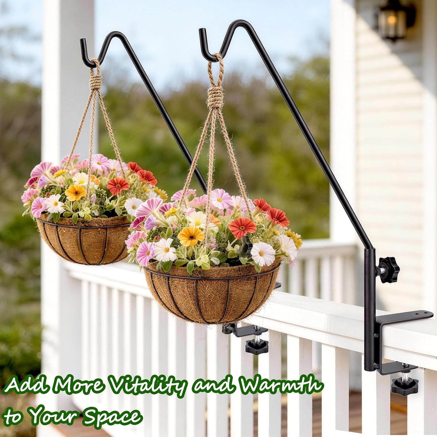 15 Inch Deck Hooks Hanger for Railing 2 Pack, Heavy Duty Shepherds Hooks for Out