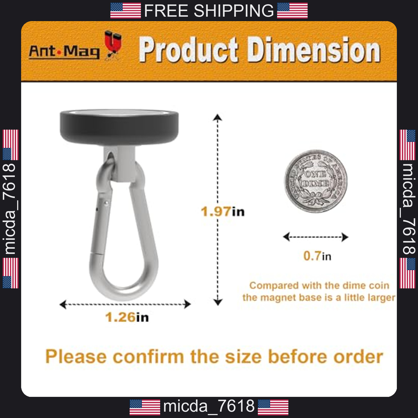 4 Pack Heavy Duty Magnetic Hooks for Indoor Outdoor Use