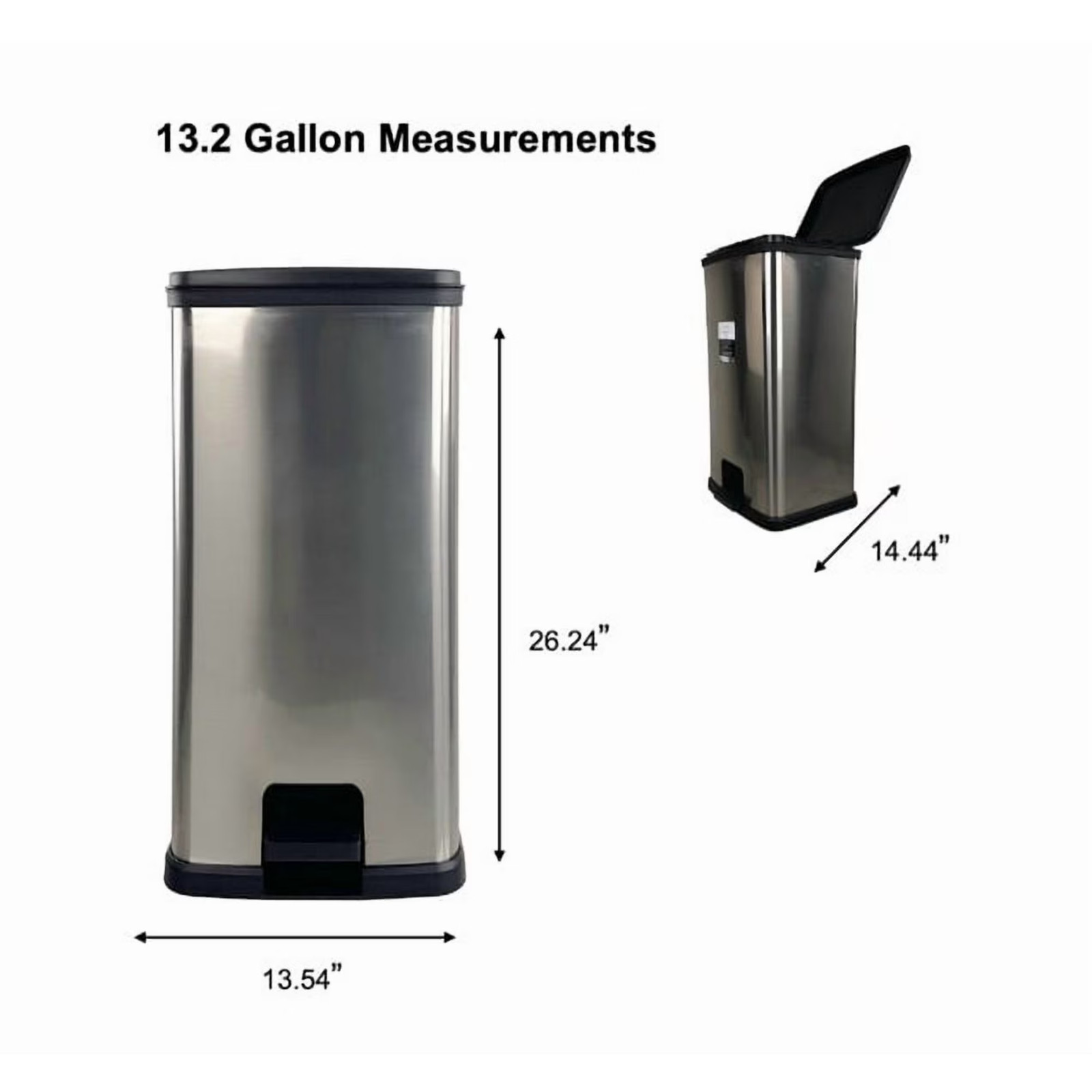 Mainstays Kitchen Trash Can, 13.2 Gallon Plastic Step Garbage Bin