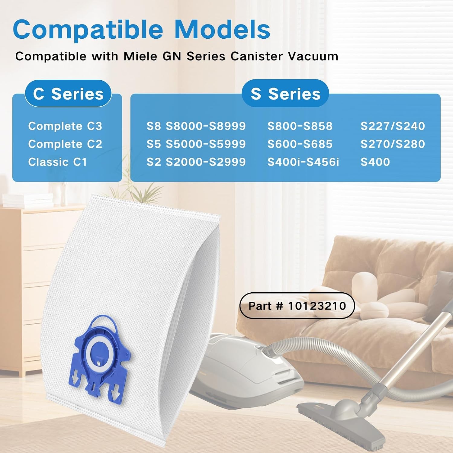 14 Pack 3D Airclean GN Vacuum Bags Compatible with Miele Classic C1 Complete C2