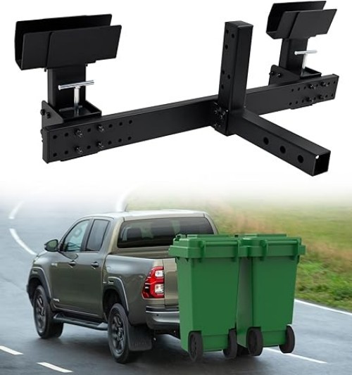 ELITEWILL Dual Trash Can Hauler Can Towing Hitch Carrier with 2″ Hitch Receiver
