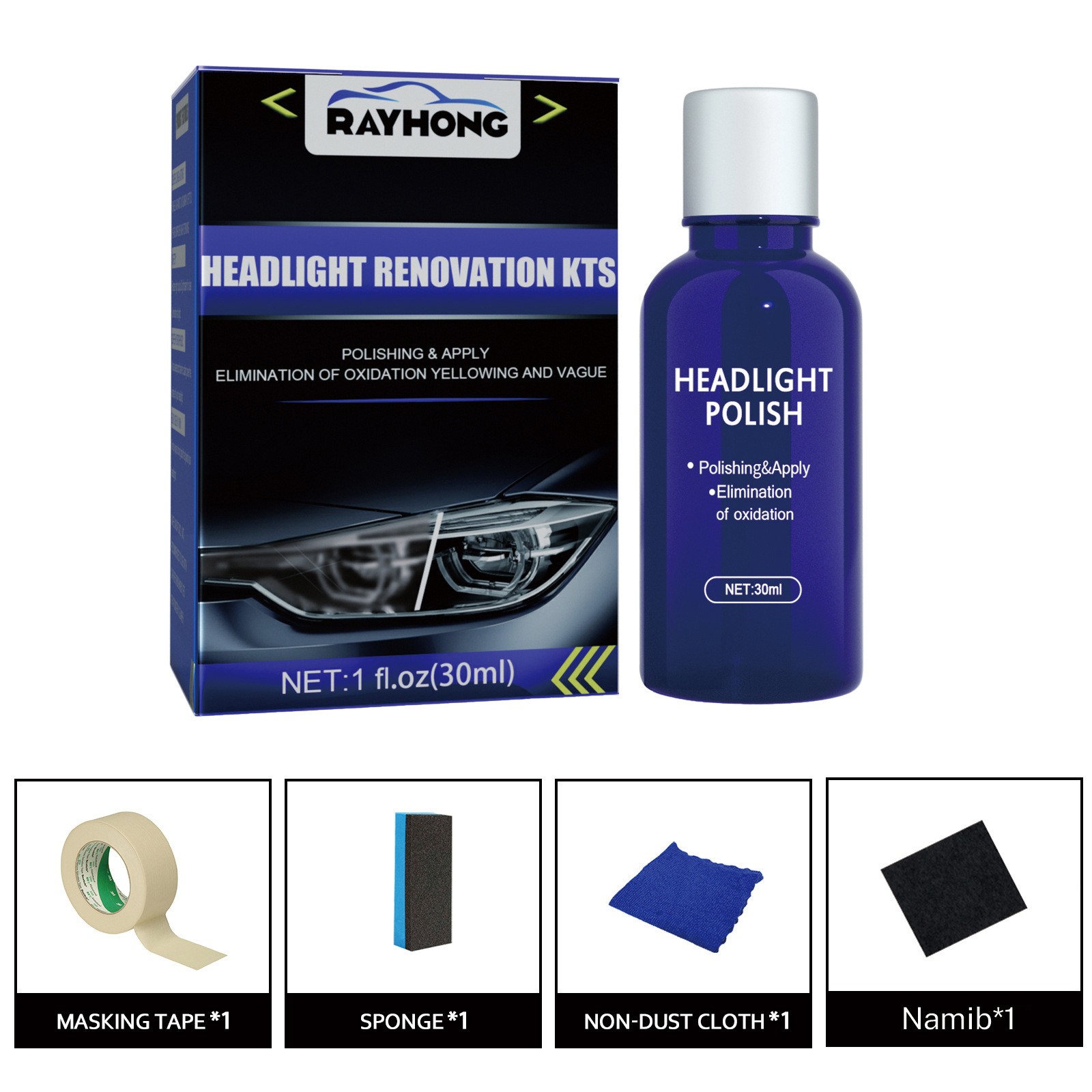 Auto Headlight Restoration Kit Car Polish Restore Faded Lens UV Sealant Clear