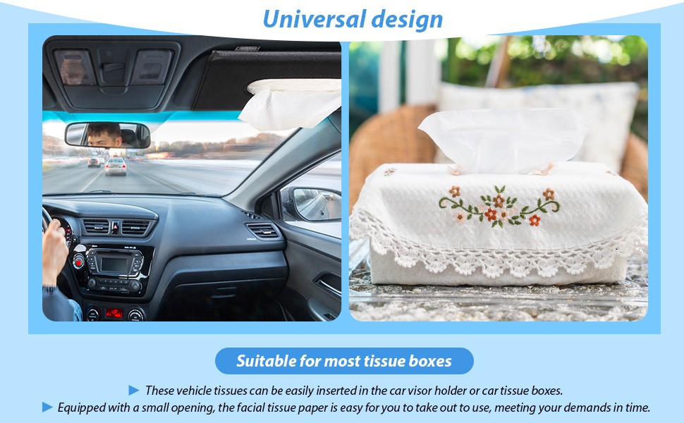 4 Packs Car Tissue Refills, Car Napkin Holder Refill Facial Auto Visor Travel