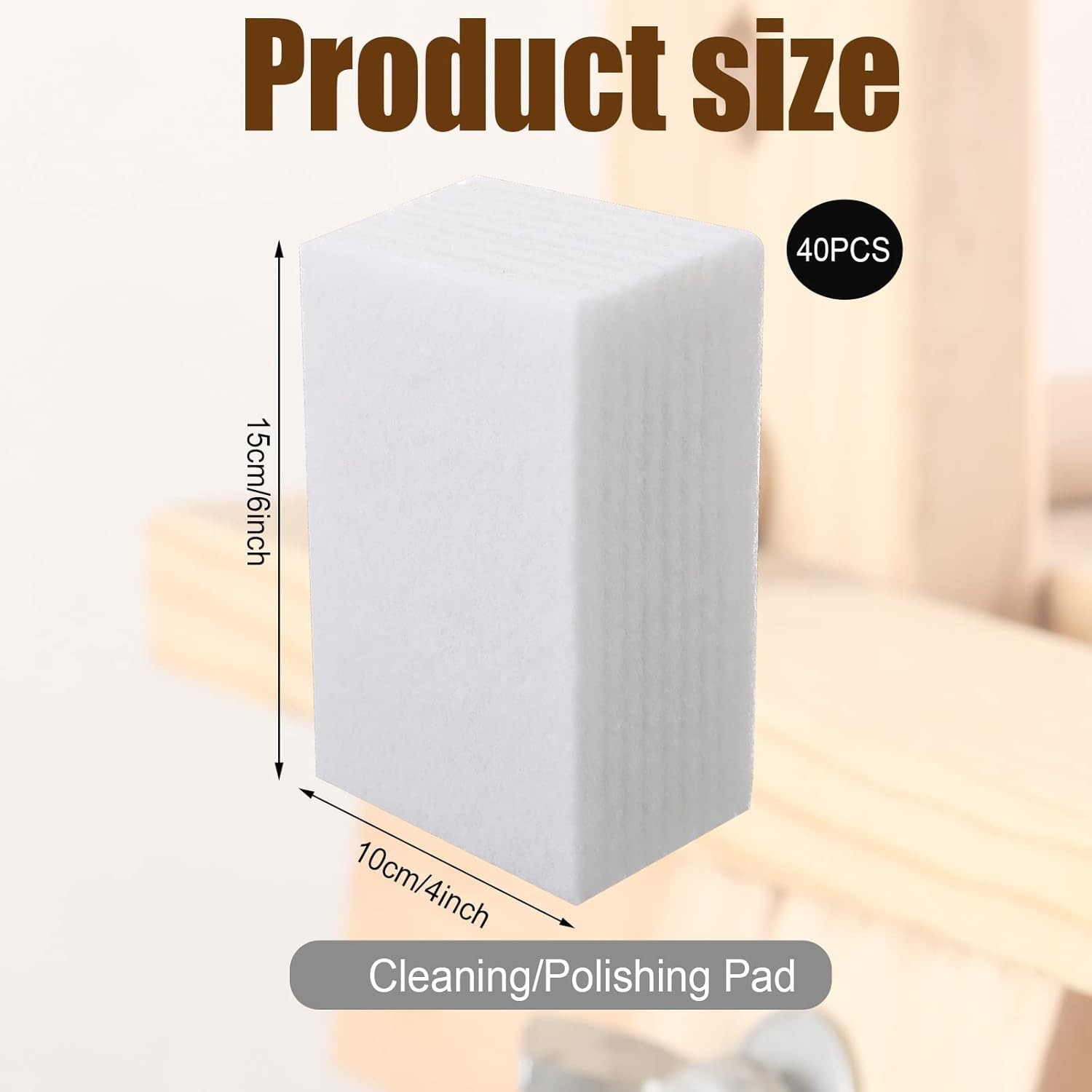 40 Pack Non Scratch White Scrubbing Pads Light Duty Multi Surface Cleaning