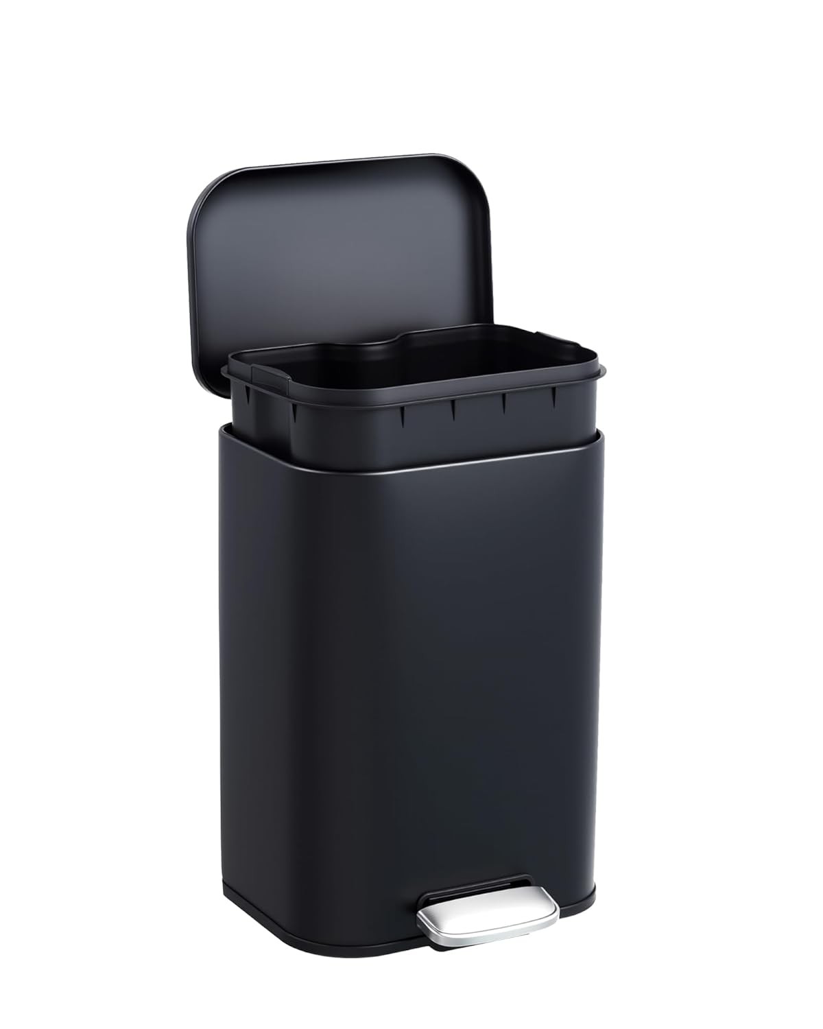 Modern Stainless Steel Trash Bin with Step-On Pedal & Removable Liner,1.2–13 Gal