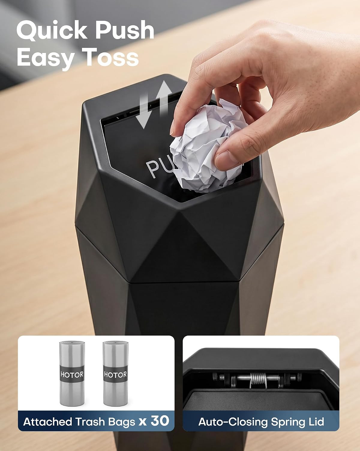 Car Trash Can with Lid, Leakproof, Black, 1 Pack | Car Accessories for Interior,