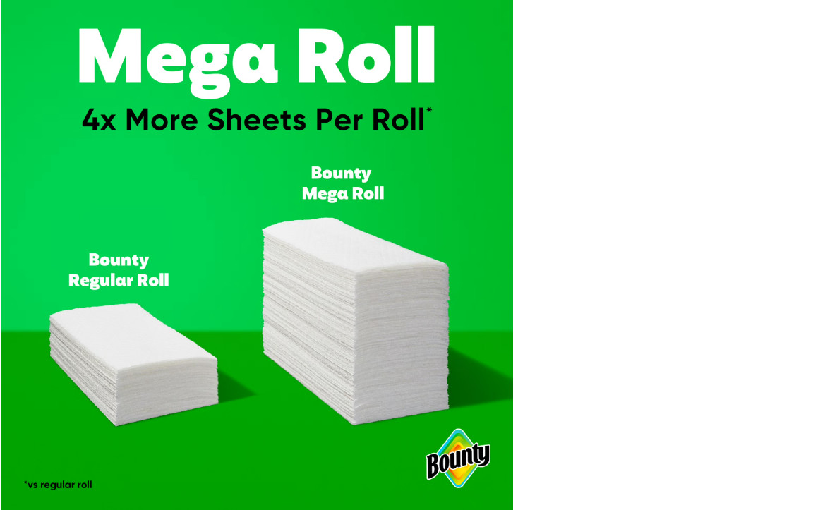 Bounty Paper Towels Select-A-Size White, 6 Mega Rolls, 164 Sheets per Roll