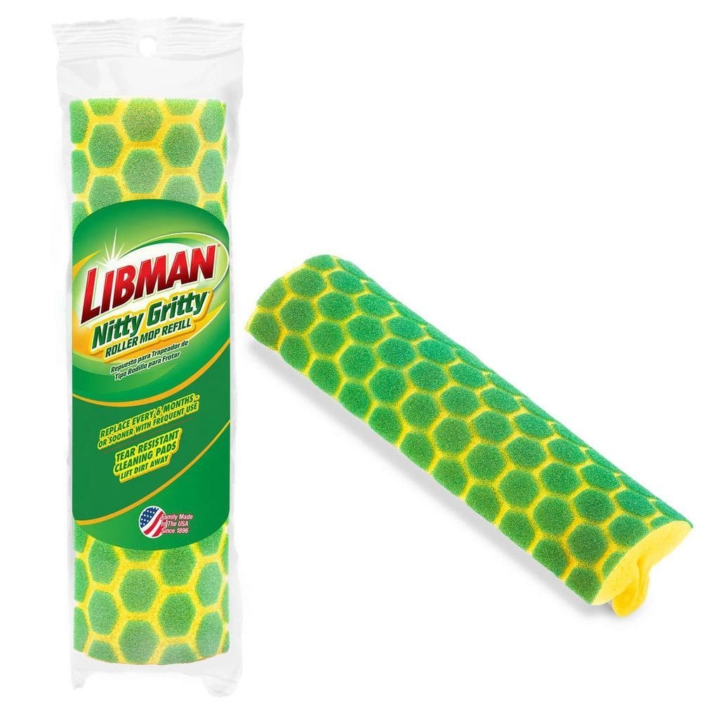 Libman Nitty Gritty Roller Mop Refills Head Replacement Green Yellow 3 Pack New