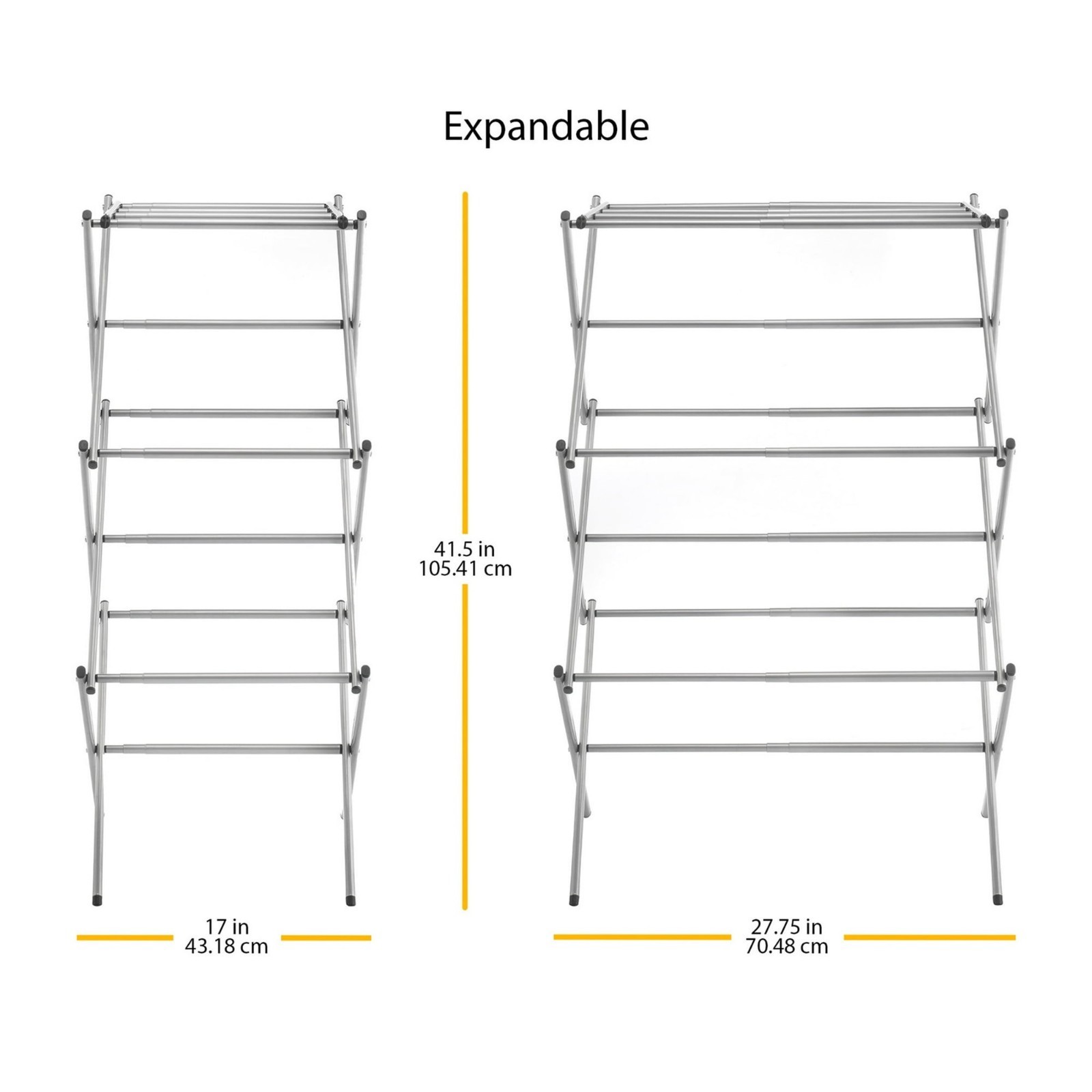 Expandable Foldable Laundry Drying Rack Silver Stainless Steel Indoor Outdoor