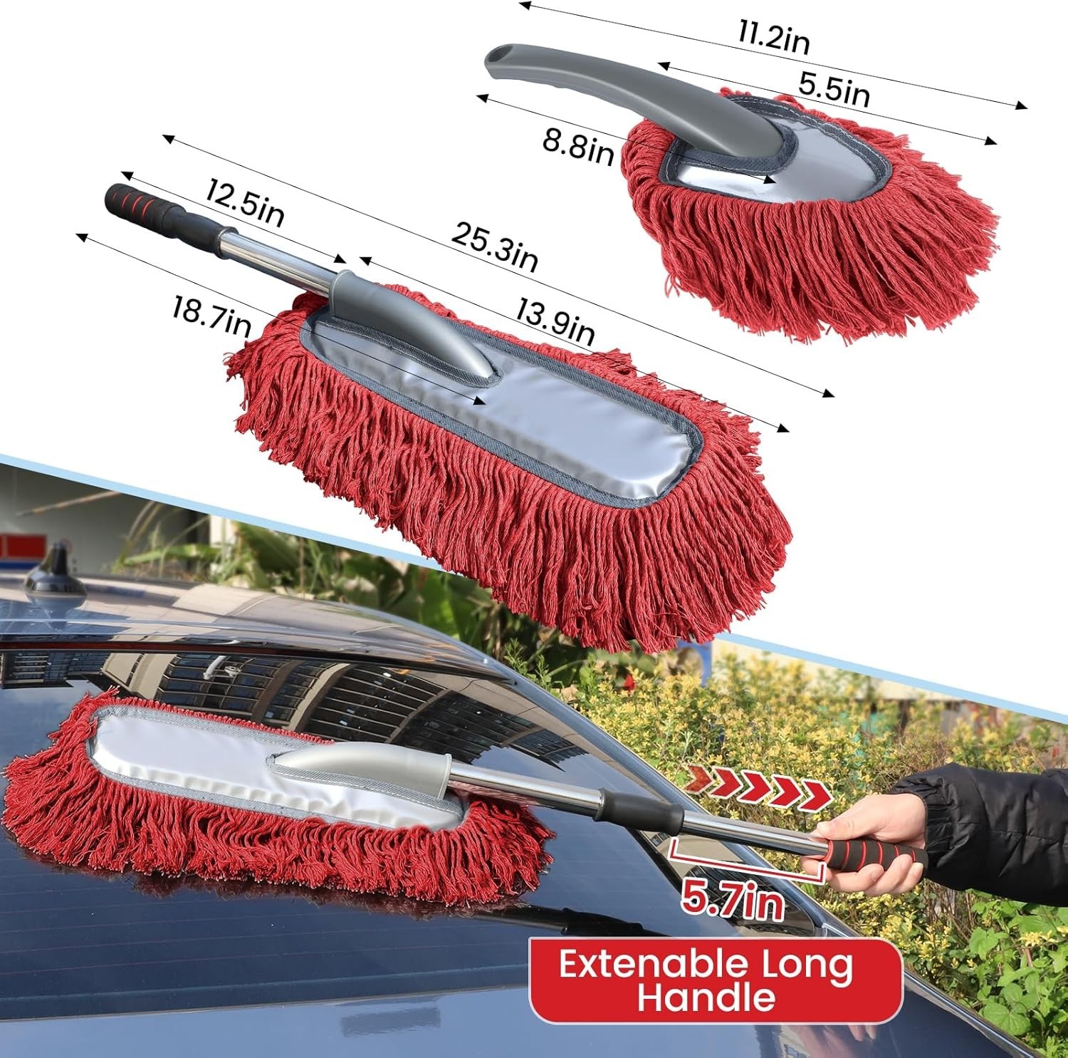 2 Pack Large Car Duster Exterior Scratch Free with Extendable Handle and Car …