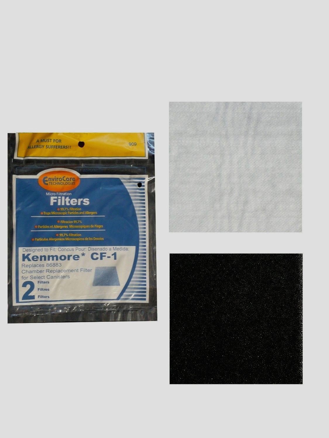 Kenmore CF-1 or 86883, 86880, 20-86883, 20868 Canister Secondary Filter 2 Pack