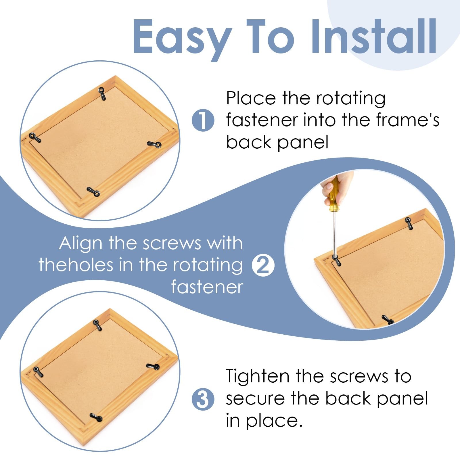 100PCS Picture Frame Turn Button Fasteners Screws Clips Hardware Set