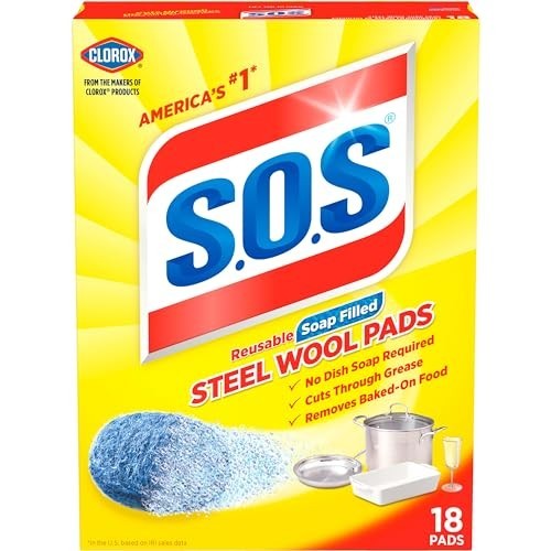 SOS Steel wool Scouring soap pad 18 -Pack