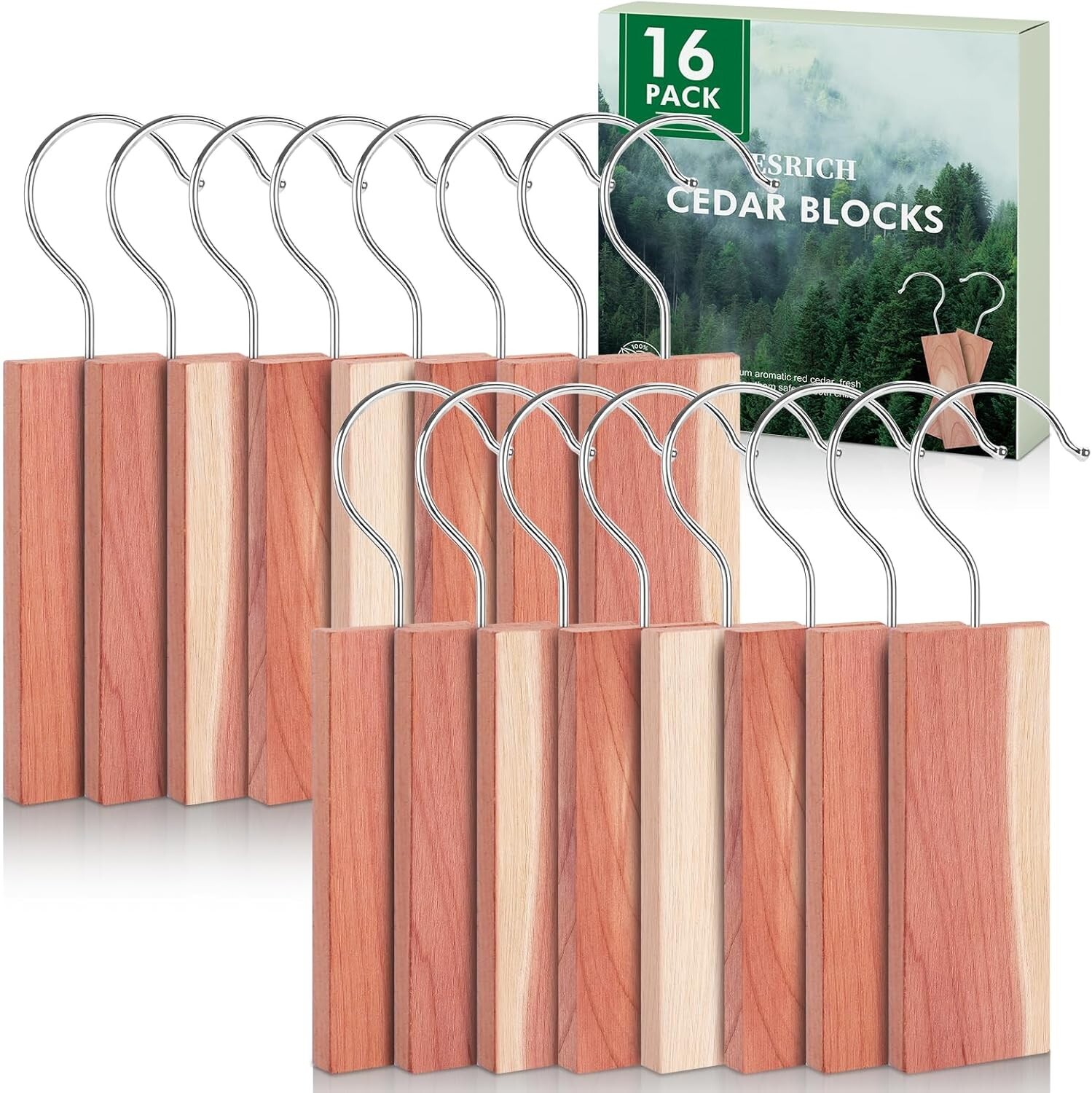 16 Pack Cedar Planks for Clothes Storage, Aromatic Red Cedar Wood Hangers wit…