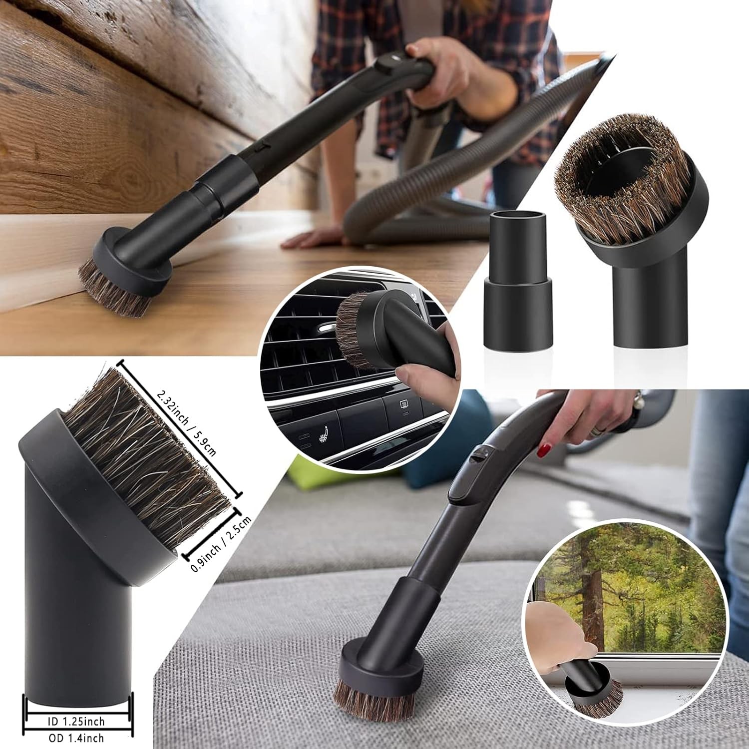 11-piece universal vacuum cleaner accessory set, includes 1-1/4 inch
