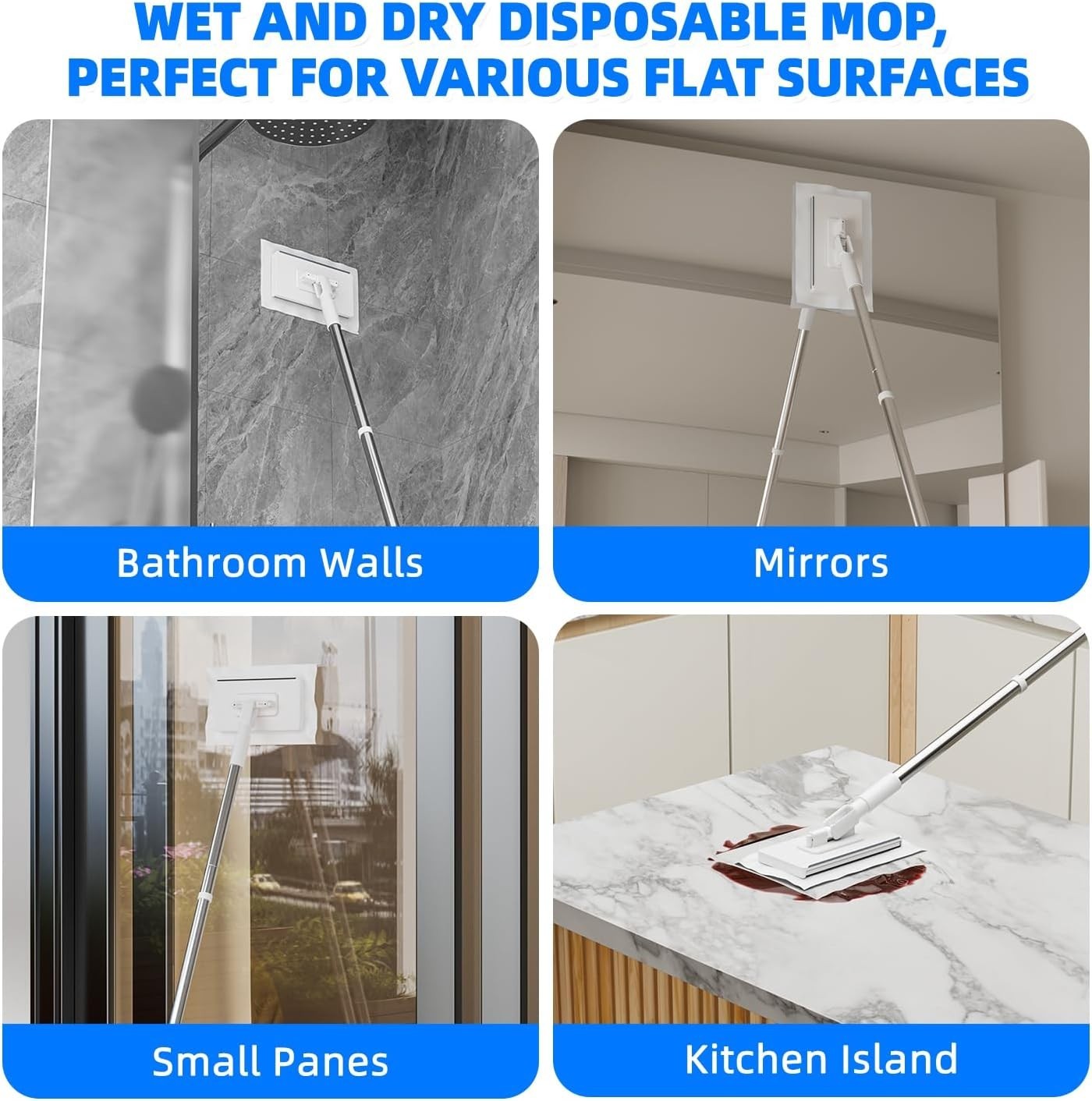 KZKR Snap Grip Mini Mop, No-Touch Disposable Lazy Mop, Easy Mopping Flat Dust Mo