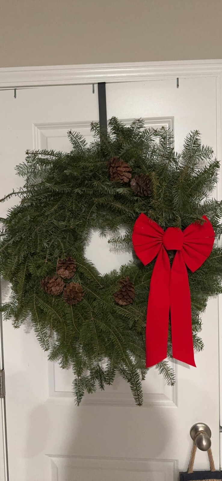 15″ Wreath Hanger for Front Door Metal Over The Door Single Hook Black Christmas