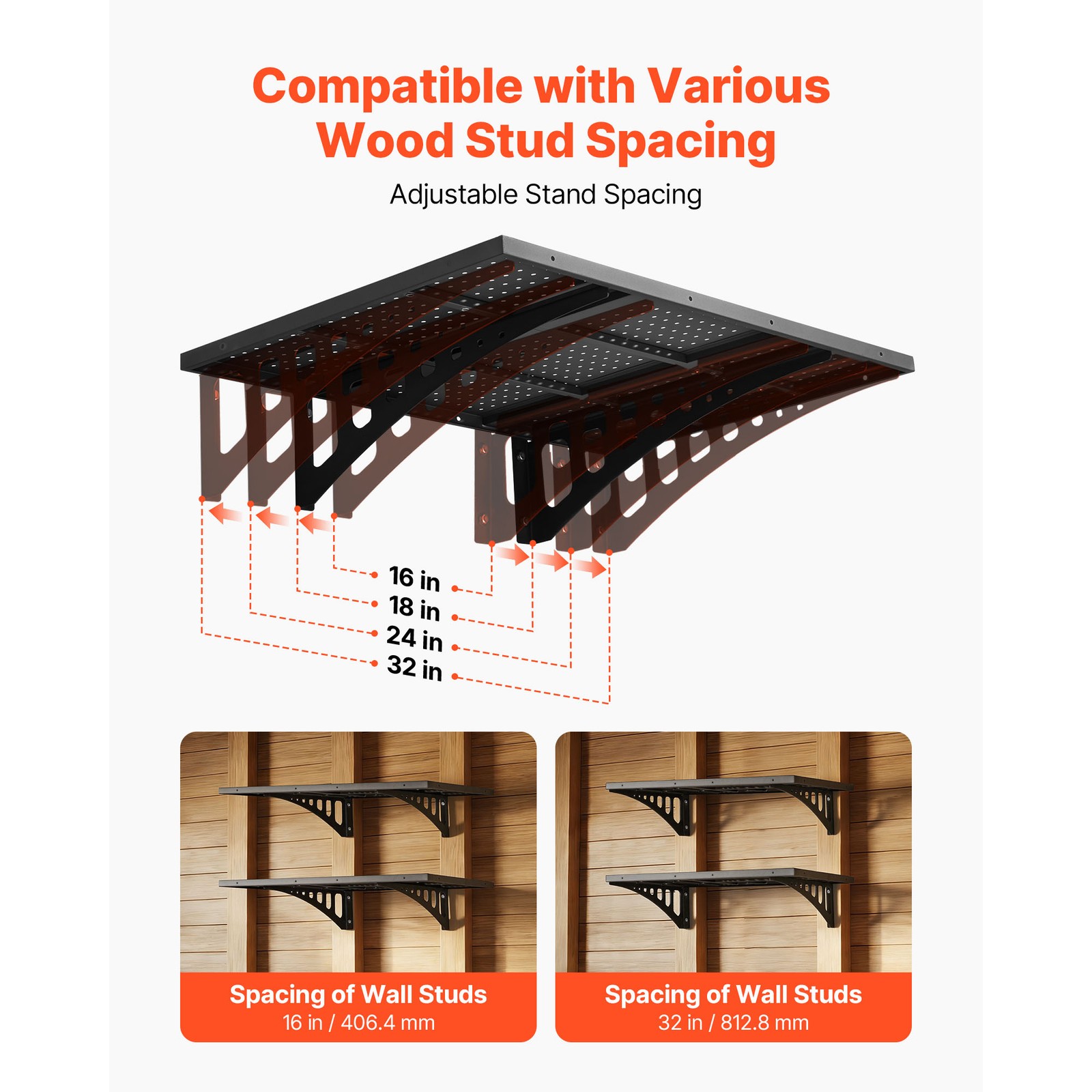 Uimoso 2 x 3 ft Wall-Mounted Garage Shelving, 560 lbs Capacity