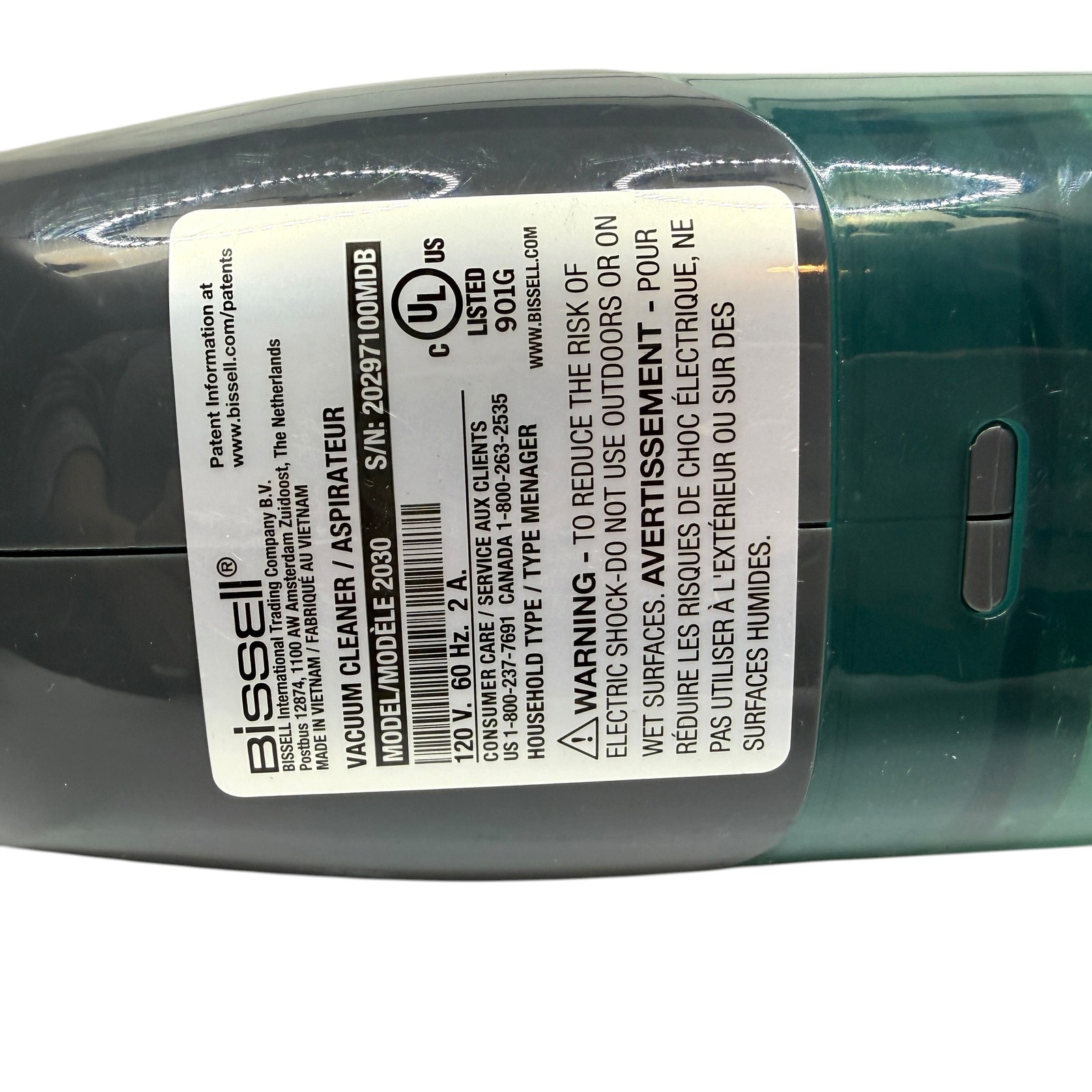 Bissell Handheld Vacuum Cleaner Model 2030 Corded Bagless 120V Gray Green