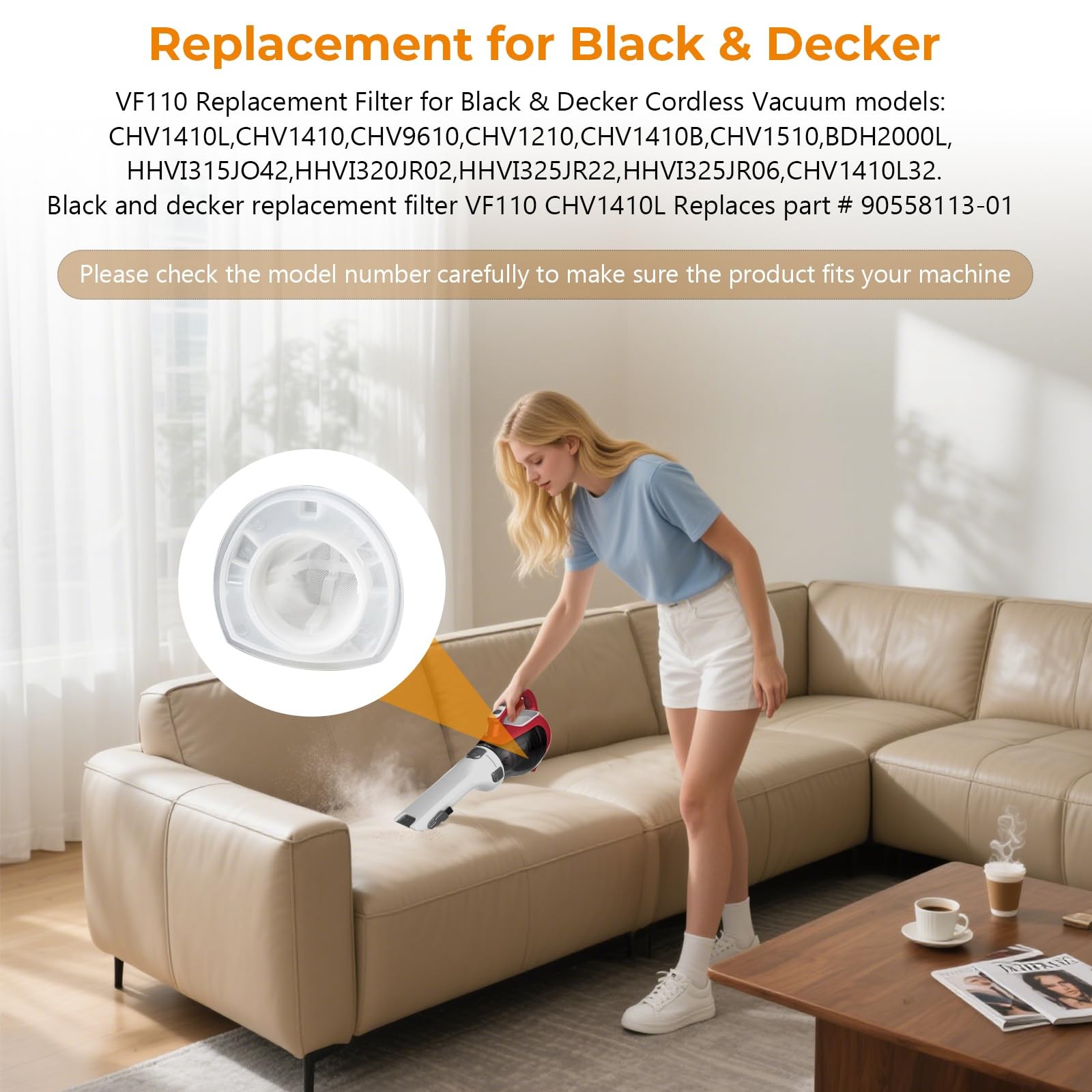 12 Pack VF110 for Black and Decker Hand Vacuum Filter by – Replaces CHV1410L …
