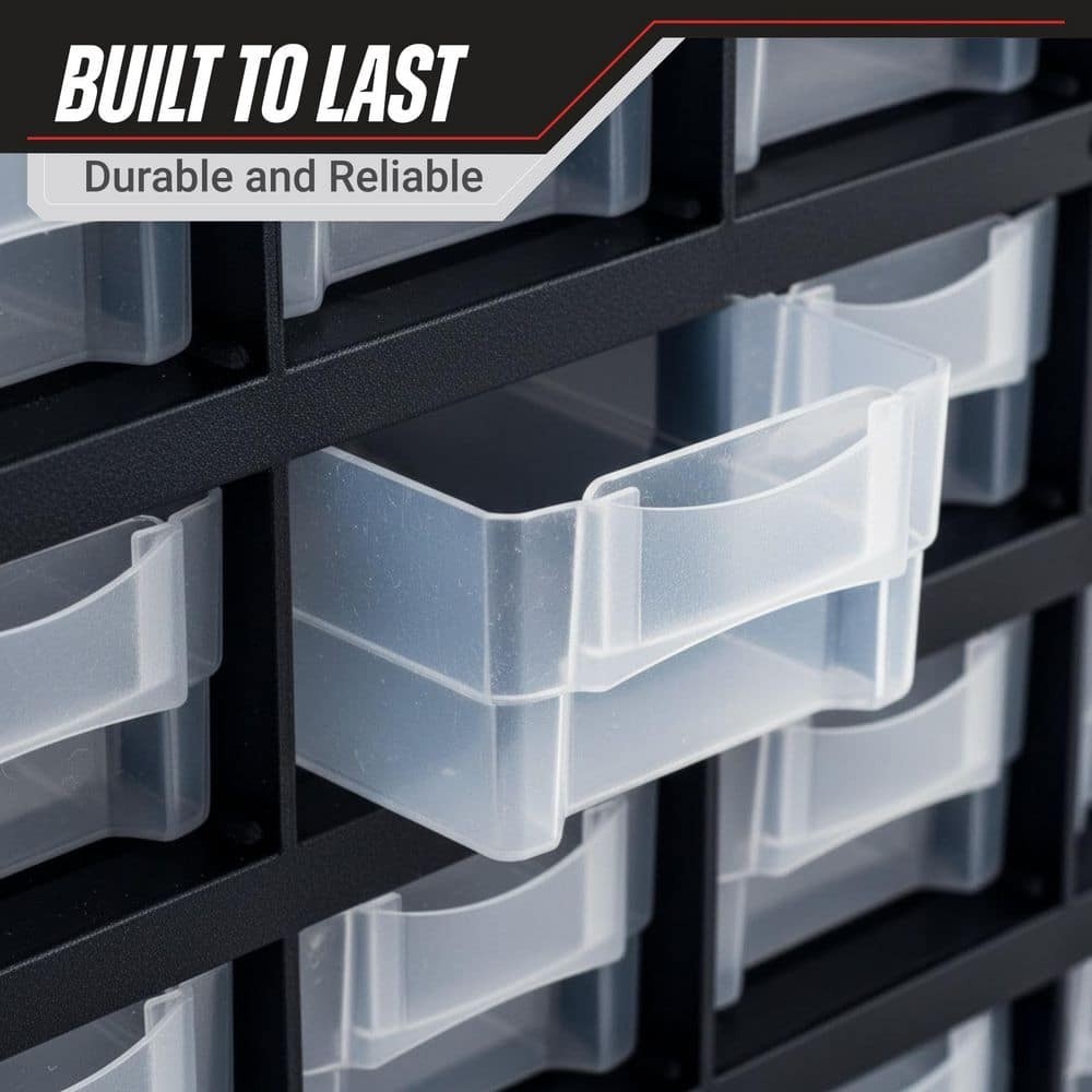 17.5 In. 41-Compartment Hardware Storage Small Parts Organizer in Black