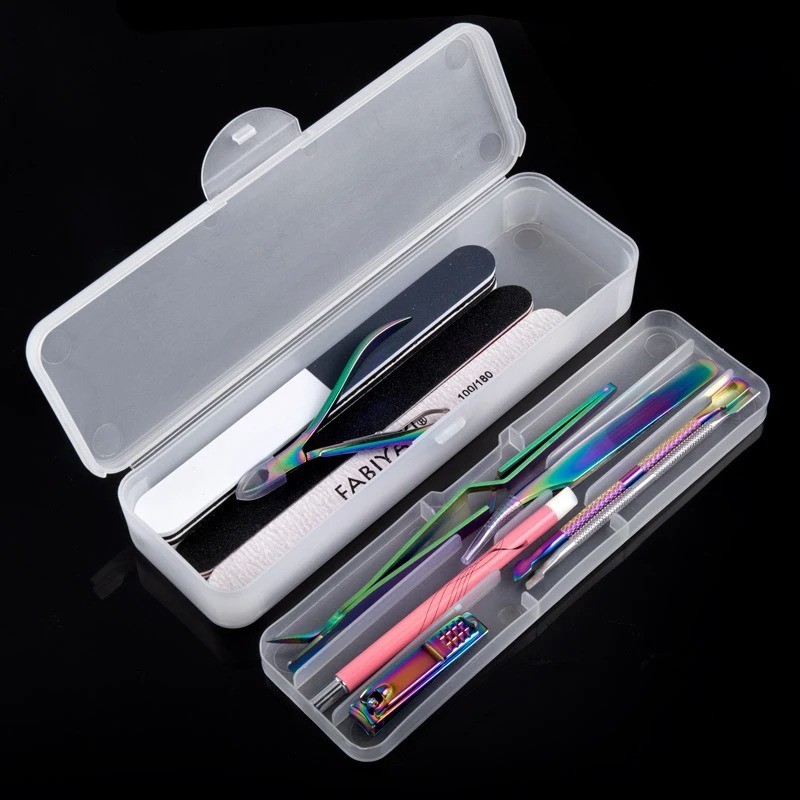 Double Layer Nail Art Tool Storage Box Plastic Organizer Case 22cm Portable