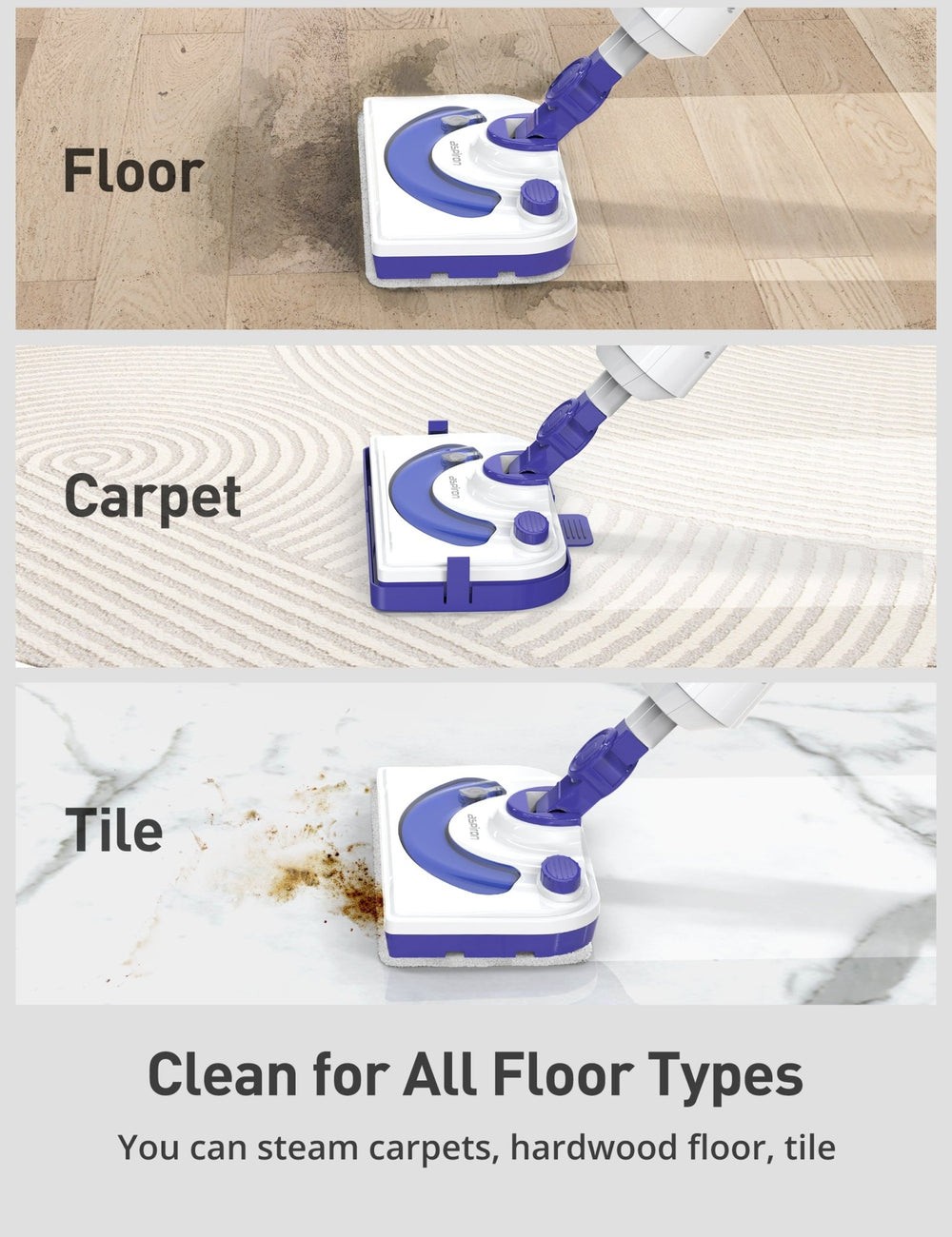 Professional Steam Mop Cleaner, 1300W Floor Steamer with Detergent Chamber, 2…