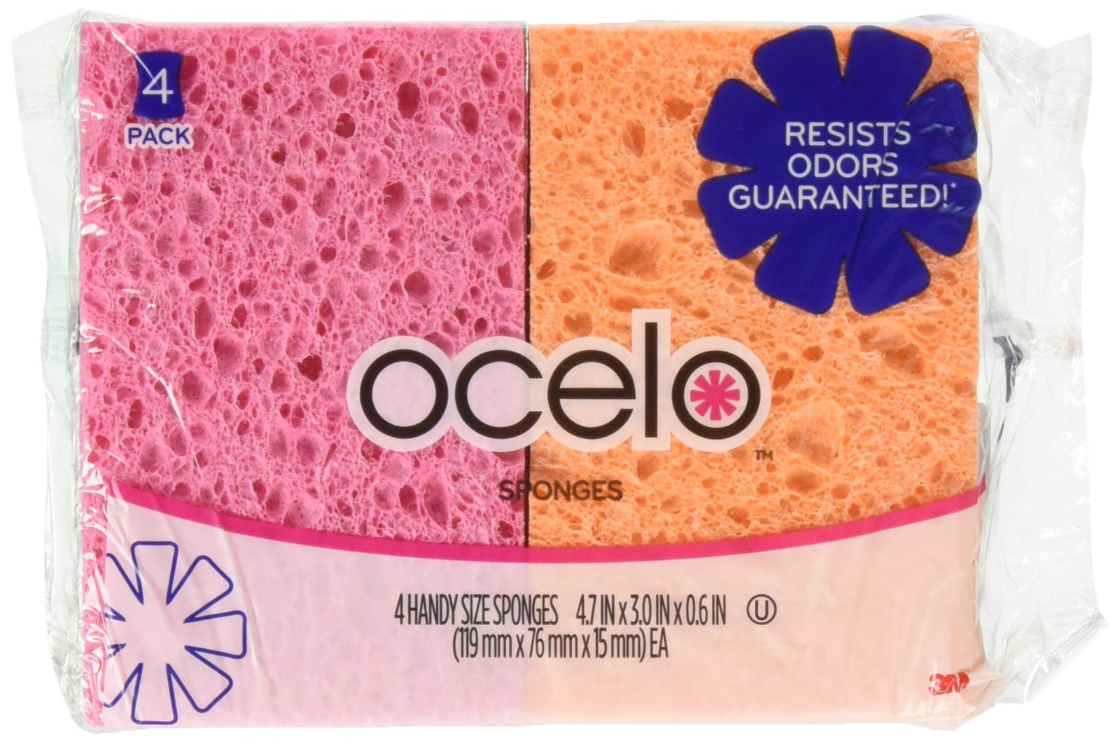 OCelO Handy Sponges Assorted Colors Dish Cleaning Scrubber 4 Count 4 Pack