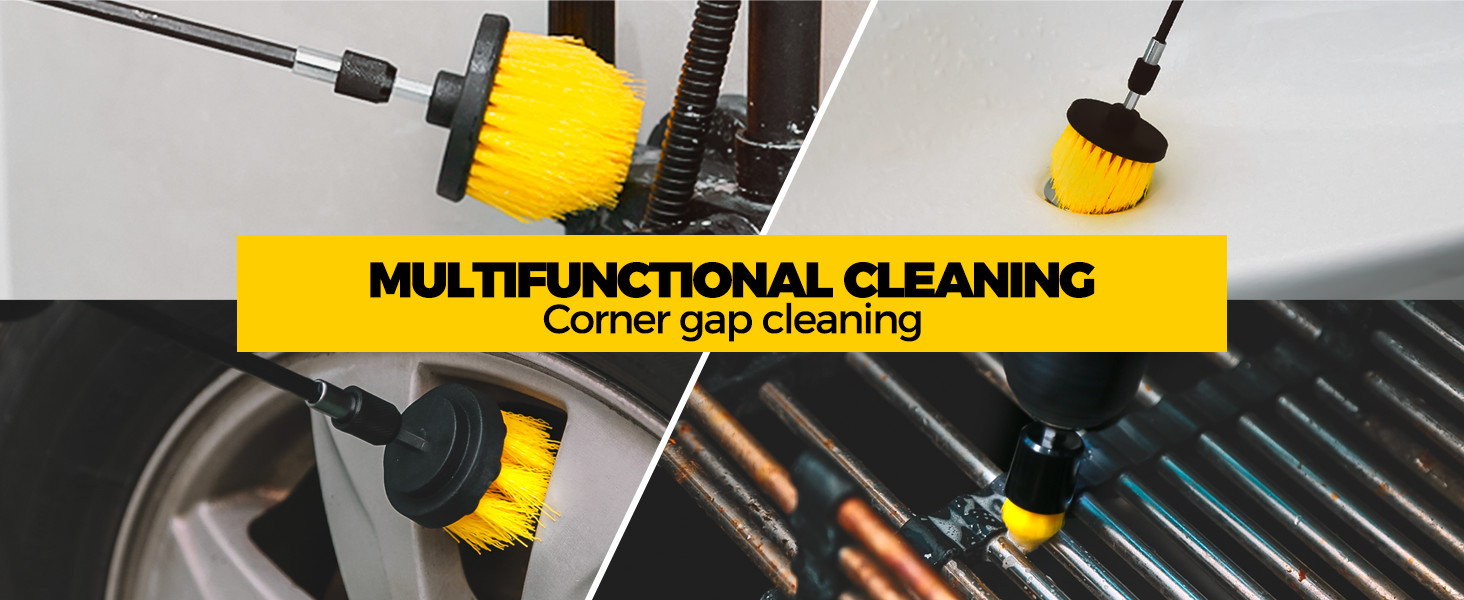 10Pieces Drill Brush Attachments Set, Power Scrubber Brush with Extend Long