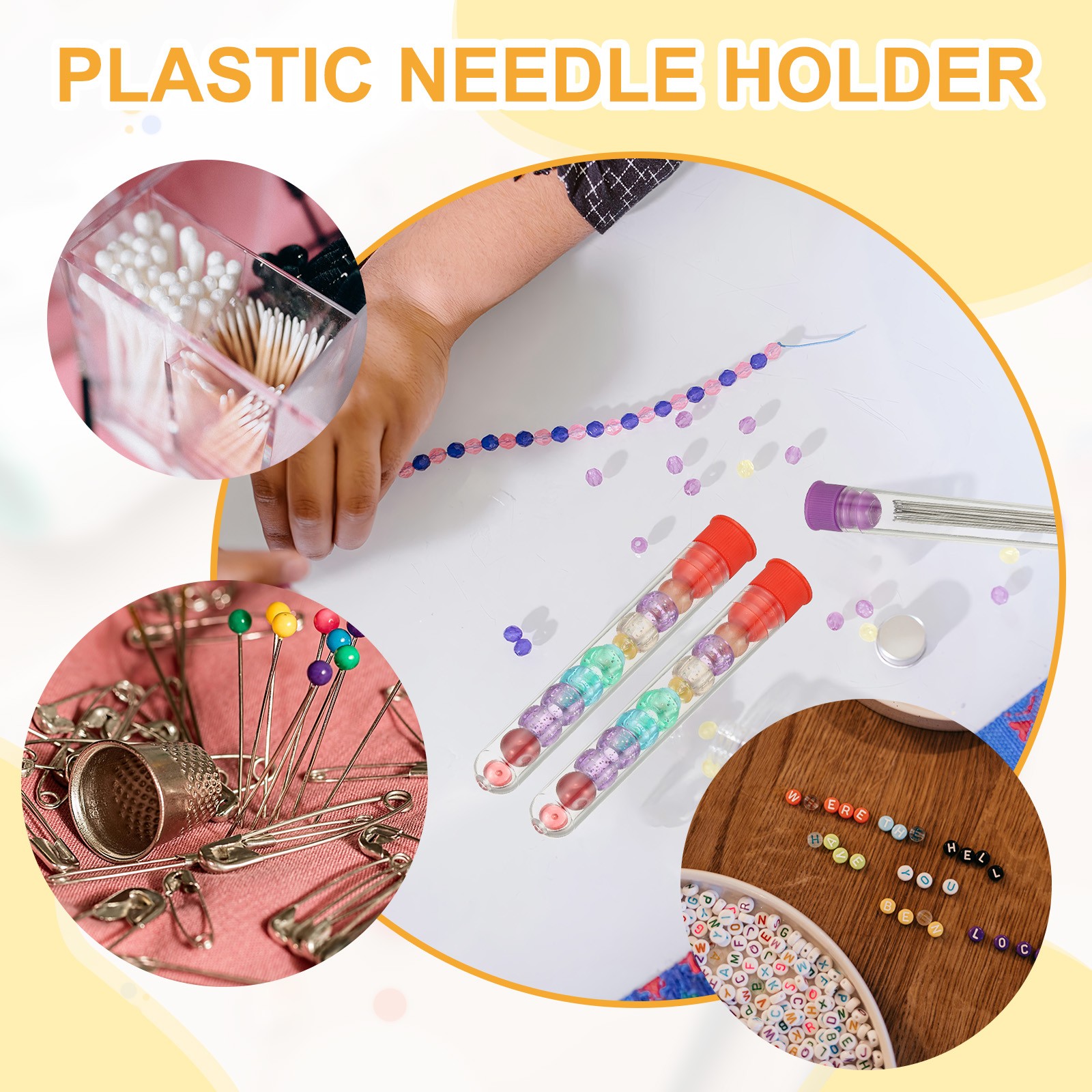 3.9″ Length Plastic Sewing Needle Storage Holder, 8 Pcs Clear Pin Tube Red
