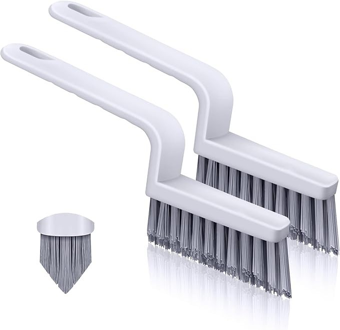 Grout Cleaner Brush V Shape Set 2 Pack Stiff Bristle Scrub Brush for Tile Floor