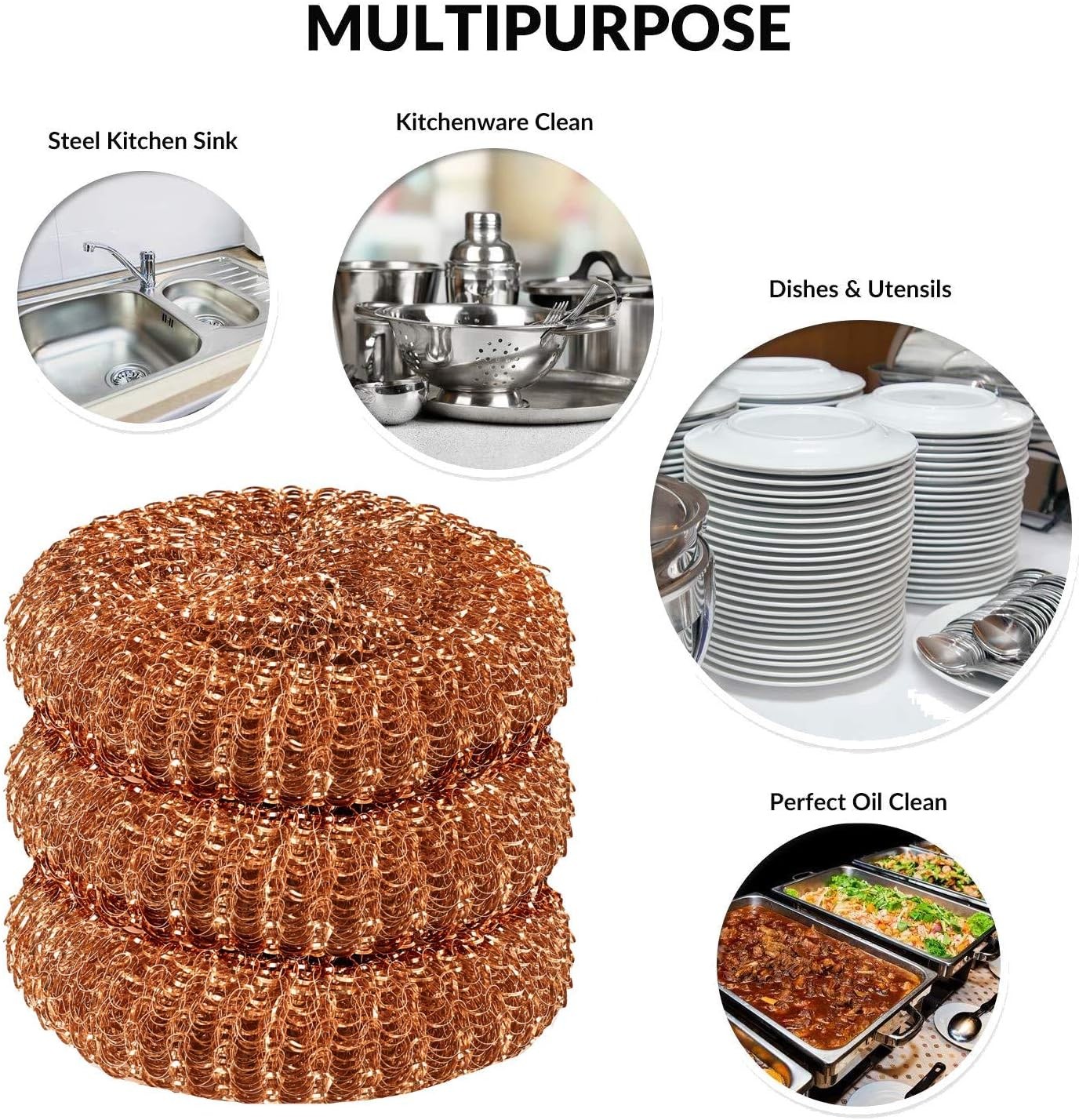 12 Pack Copper Coated Scourers By “ Scrubber Pad Used For Dishes Pots Pans And O