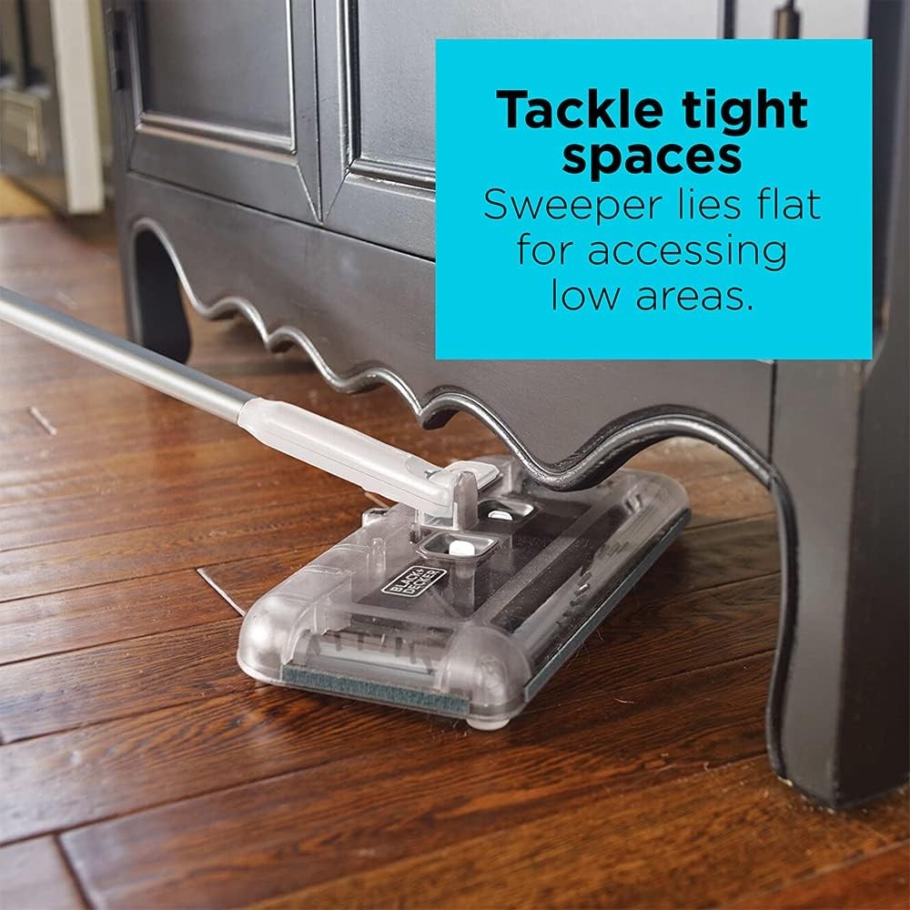 Carpet Sweeper 50 Minute Lithium Floor Sweeper, Multi-Surface Use, Self Standing