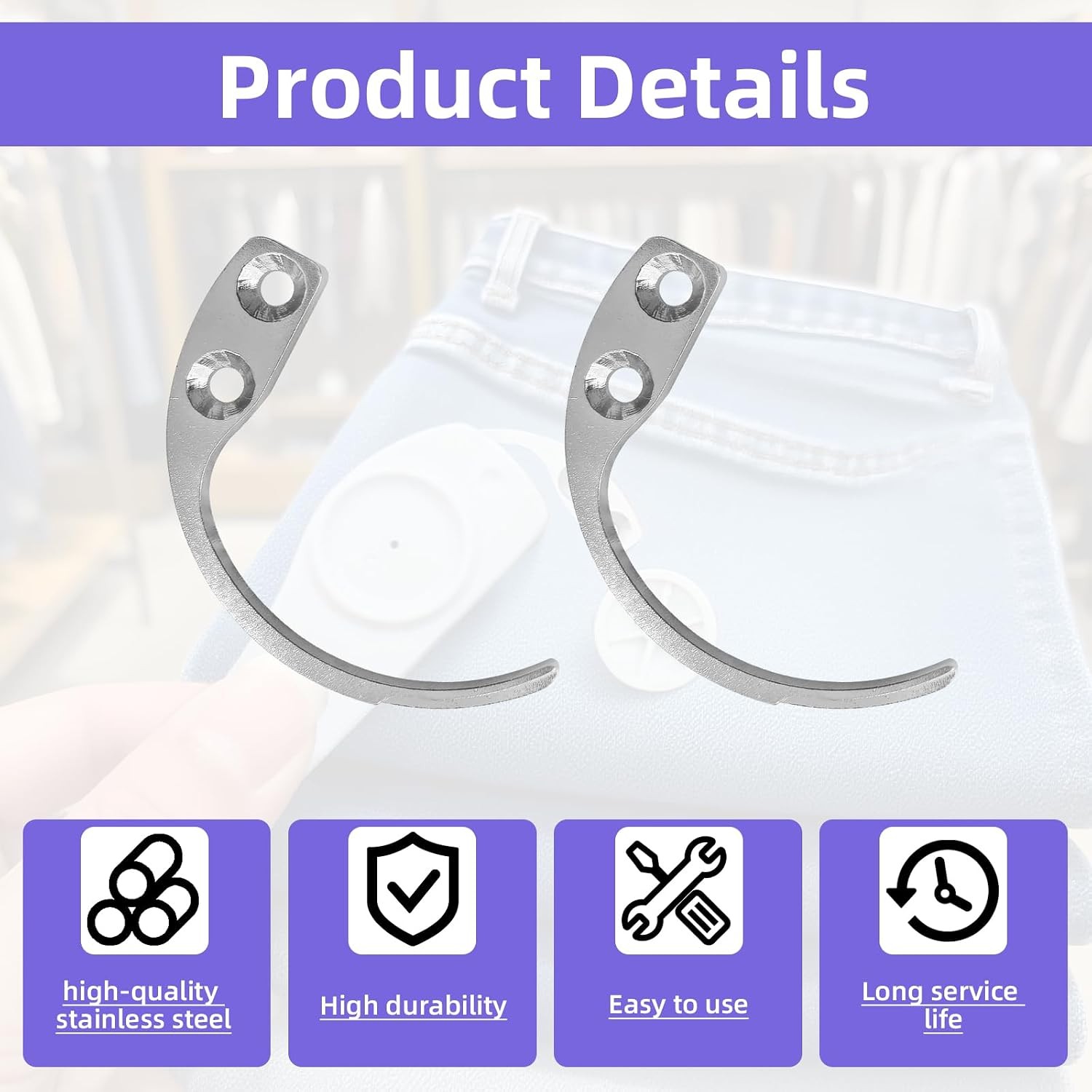 6Pcs Stainless Steel Hooks, Metal Tags Removal Tool for Supermarket Accessories